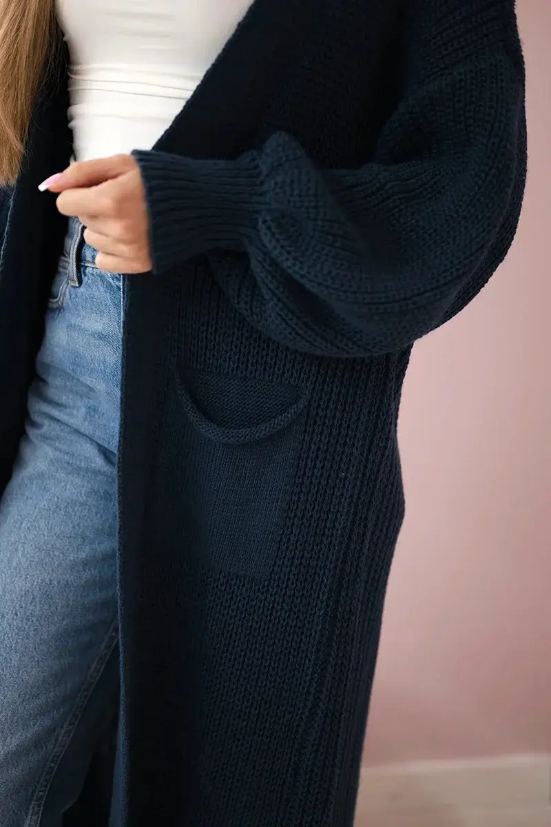Svetr dlouhý kardigan Tmavý denim UNI