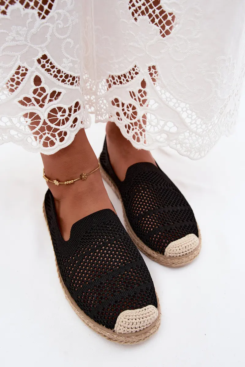 Dámské krajkové espadrilky z látky Černé Candessa 36