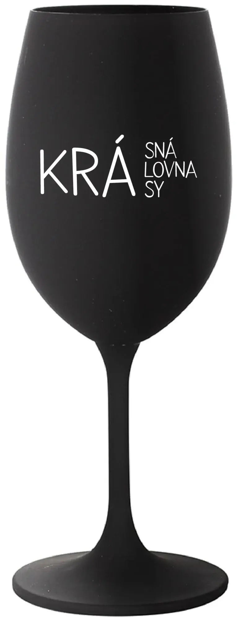 KRÁSNÁ KRÁLOVNA KRÁSY - černá sklenice na víno 350 ml