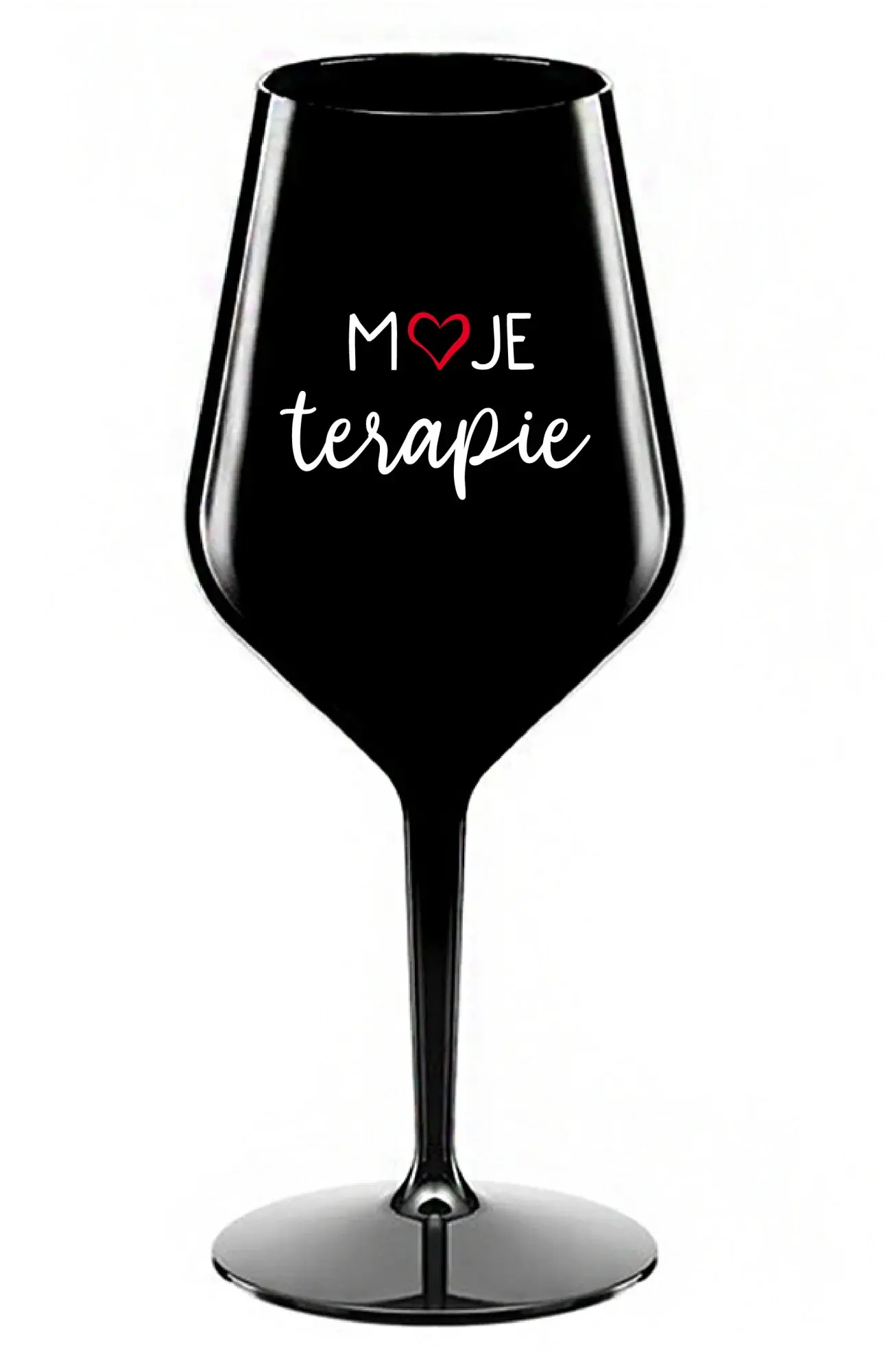 MOJE TERAPIE - černá nerozbitná sklenice na víno 470 ml