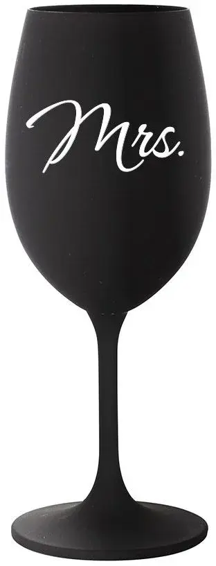 MRS. - černá sklenice na víno 350 ml
