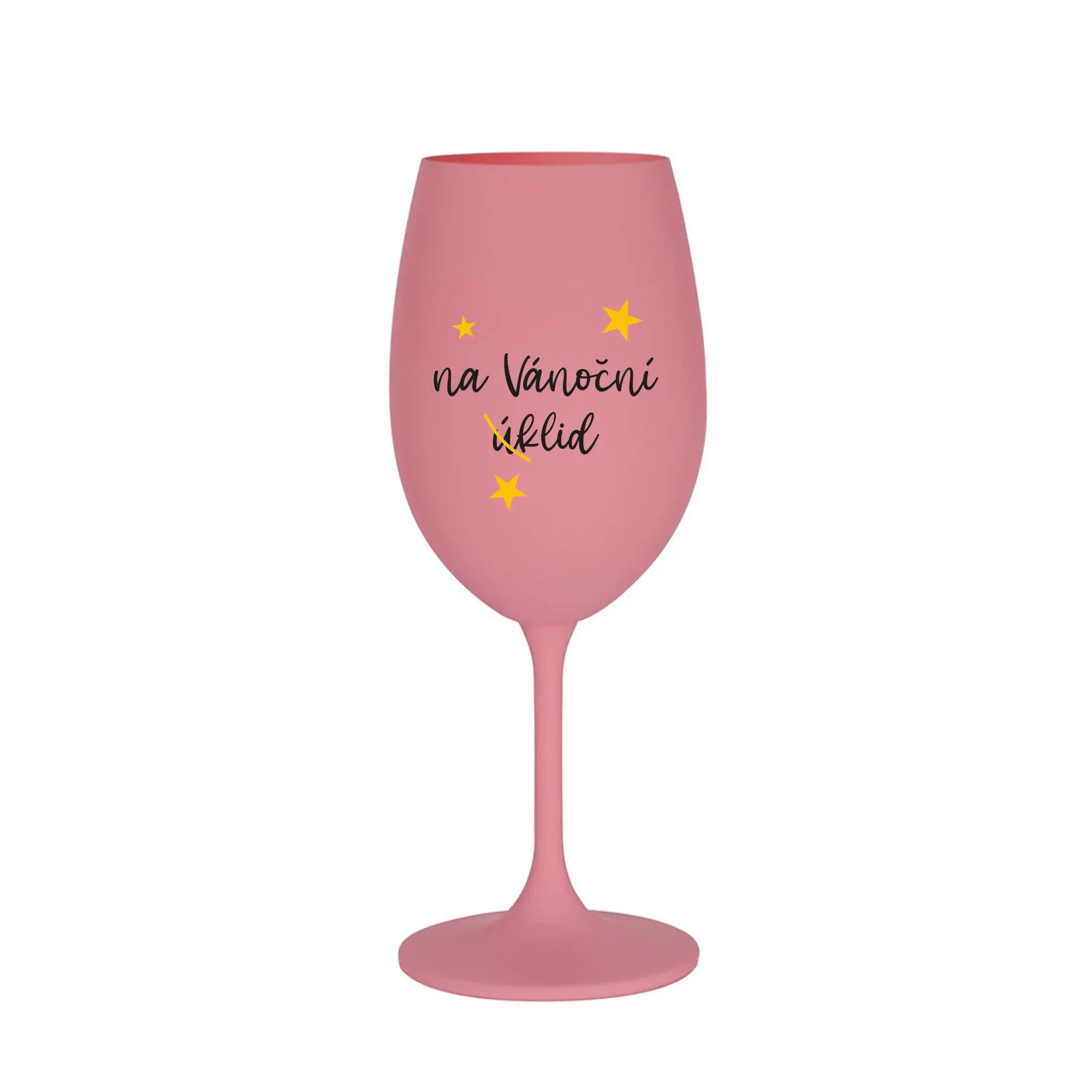 NA VÁNOČNÍ ÚKLID - růžová sklenice na víno 350 ml