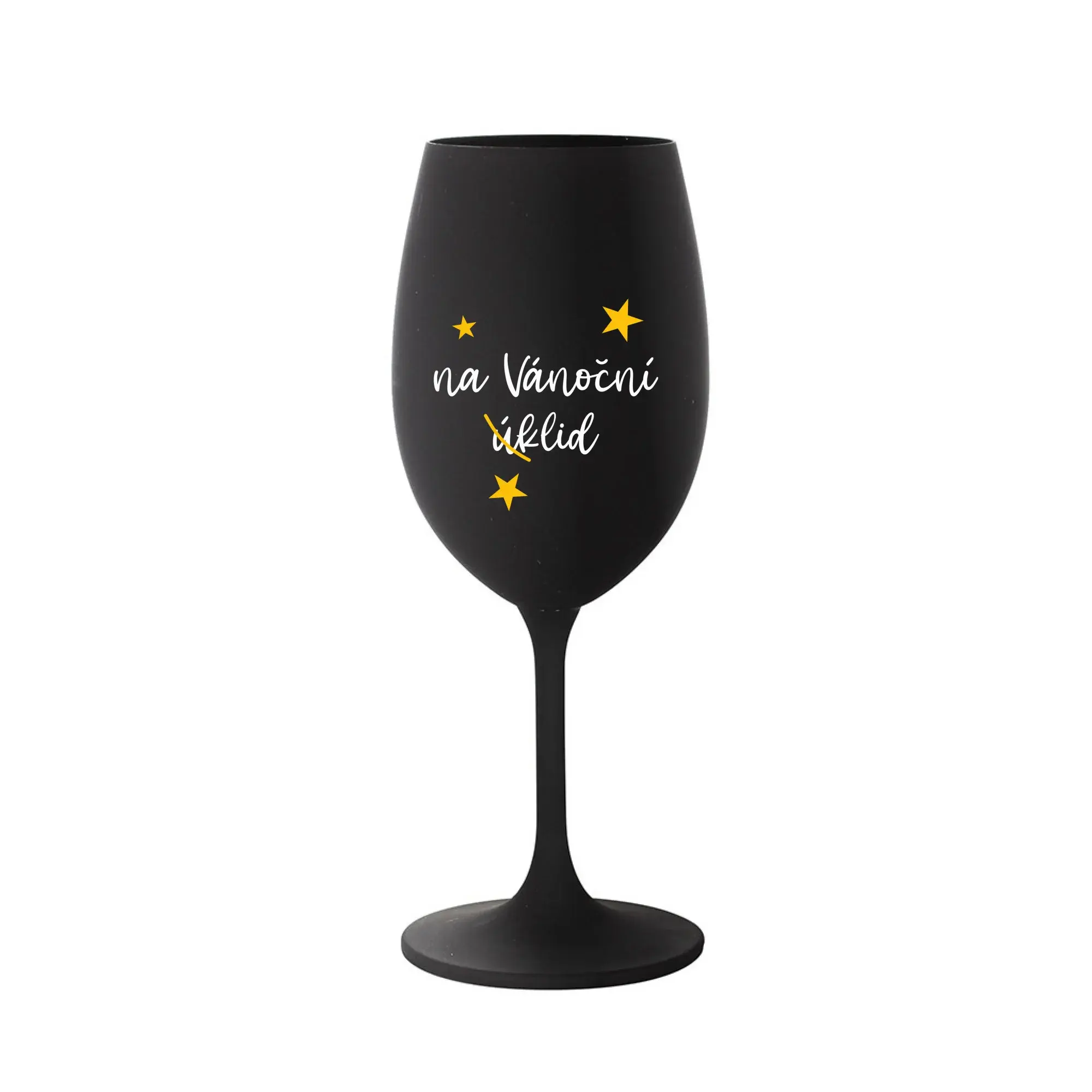NA VÁNOČNÍ ÚKLID - černá sklenice na víno 350 ml