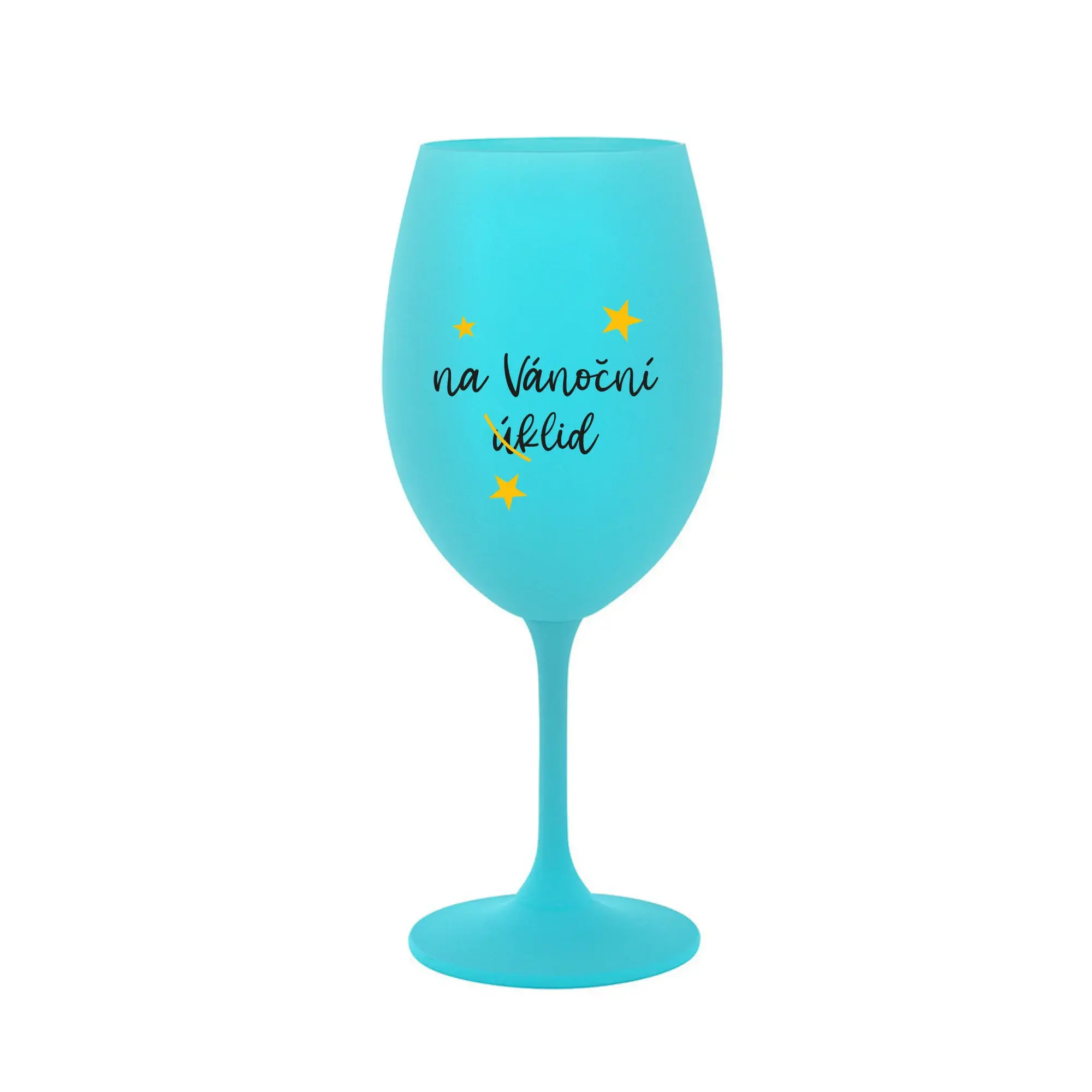 NA VÁNOČNÍ ÚKLID - tyrkysová sklenice na víno 350 ml