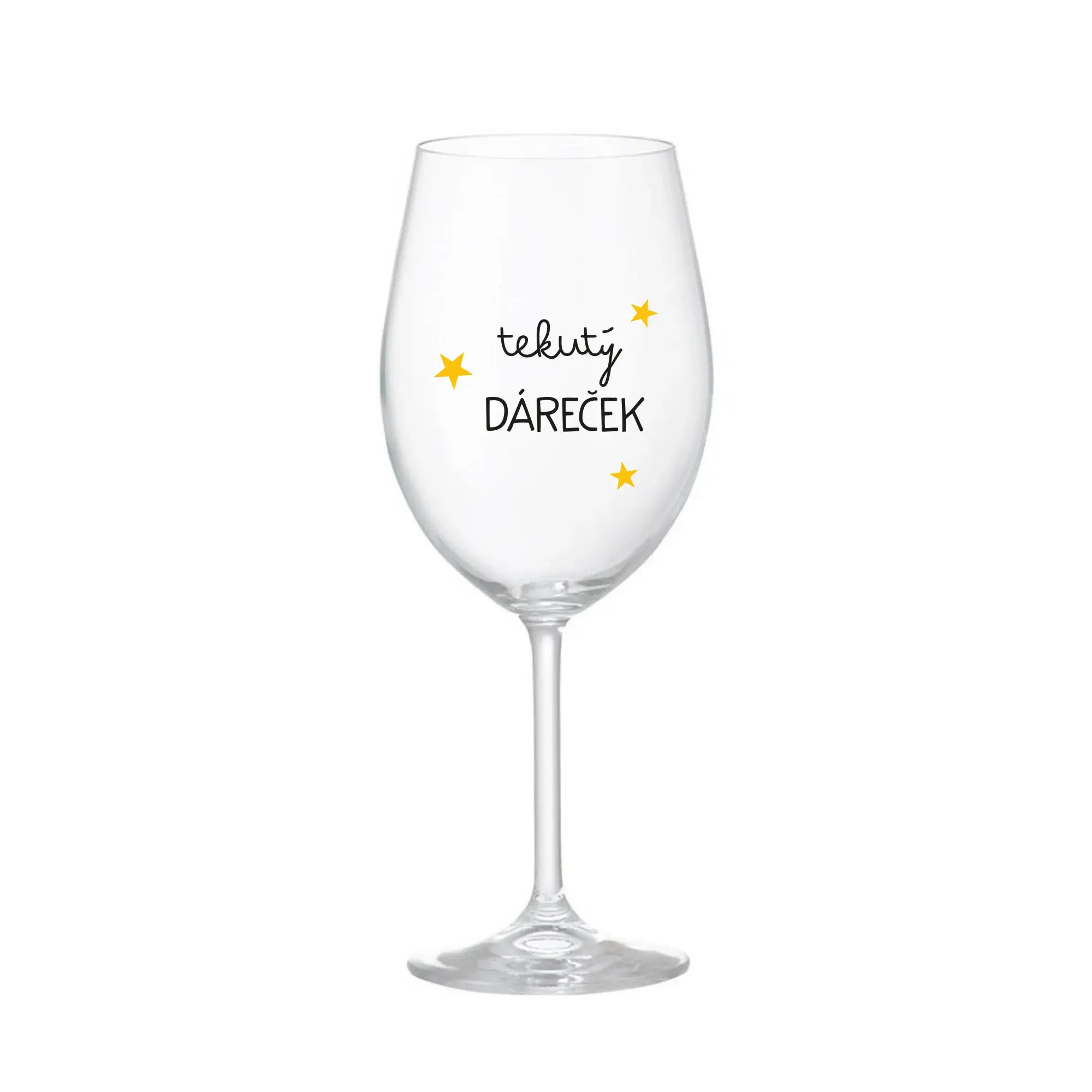 TEKUTÝ DÁREČEK - čirá sklenice na víno 350 ml
