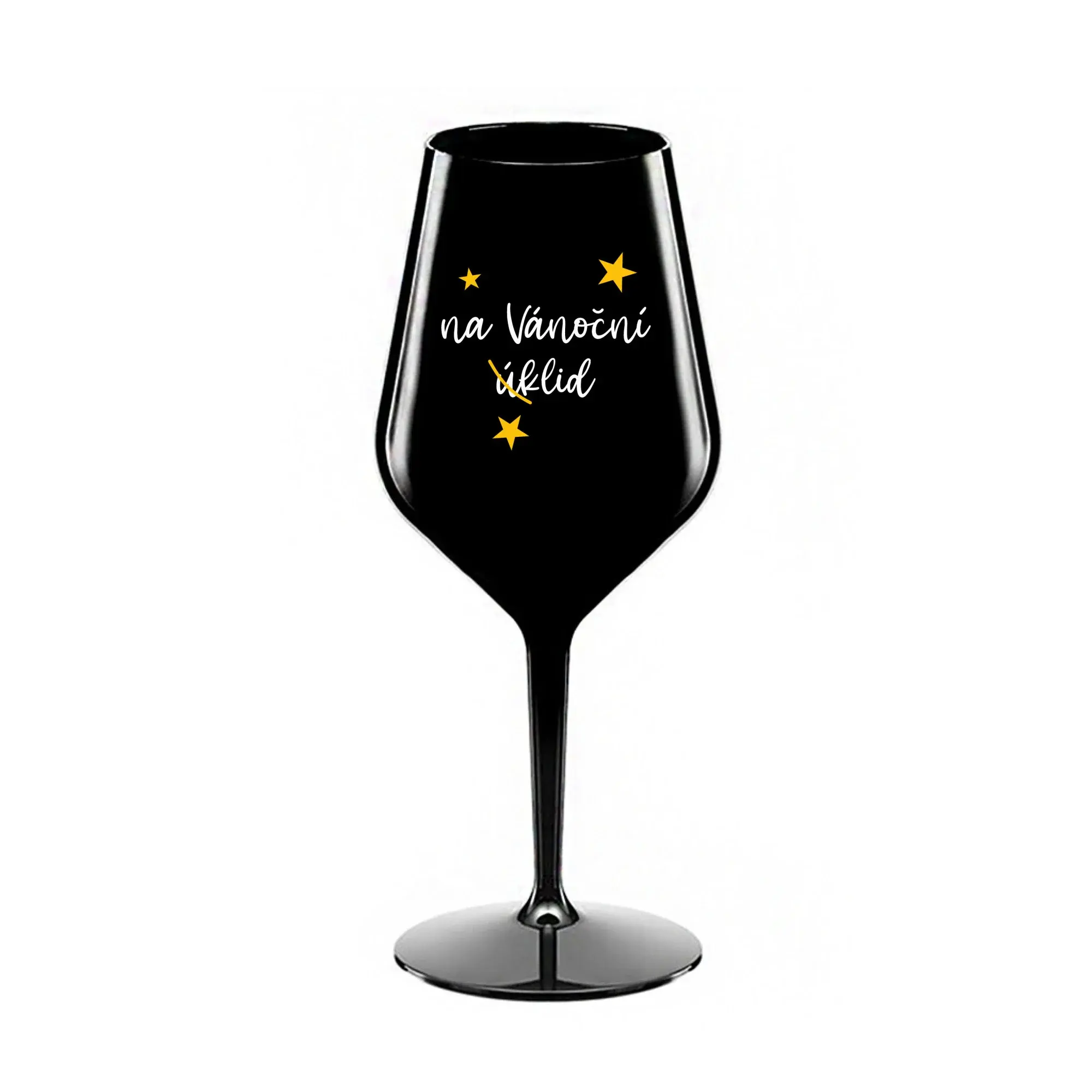 NA VÁNOČNÍ ÚKLID - černá nerozbitná sklenice na víno 470 ml
