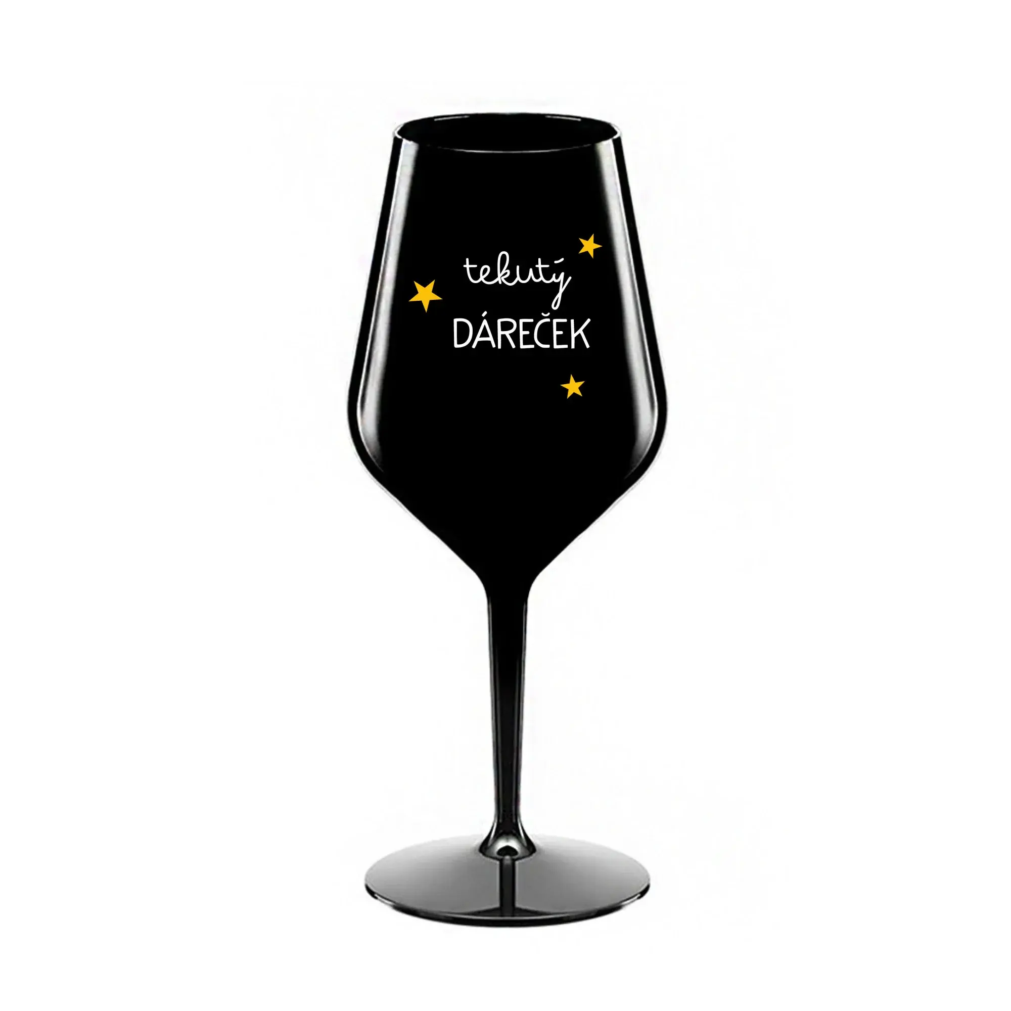 TEKUTÝ DÁREČEK - černá nerozbitná sklenice na víno 470 ml