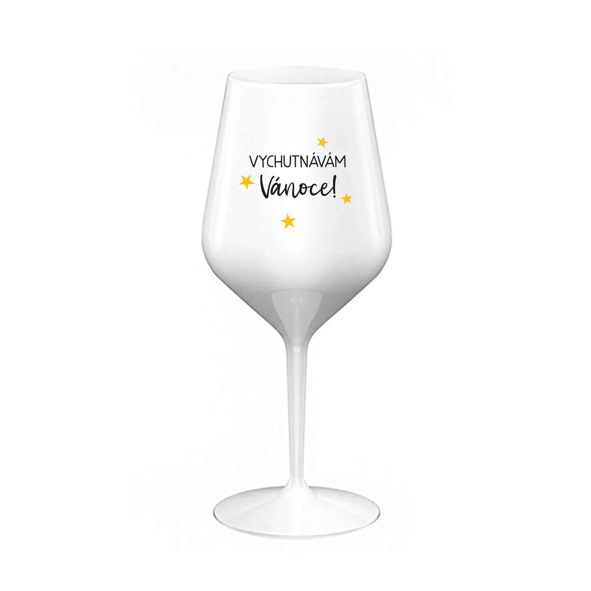 VYCHUTNÁVÁM SI VÁNOCE - bílá nerozbitná sklenice na víno 470 ml