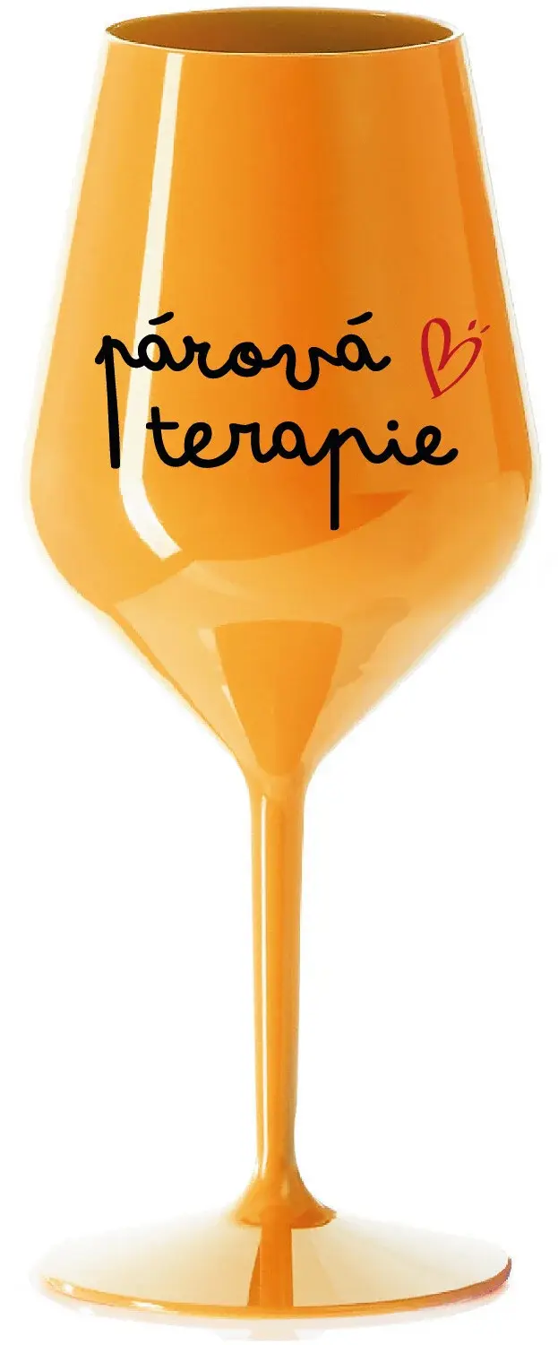 PÁROVÁ TERAPIE - oranžová nerozbitná sklenice na víno 470 ml