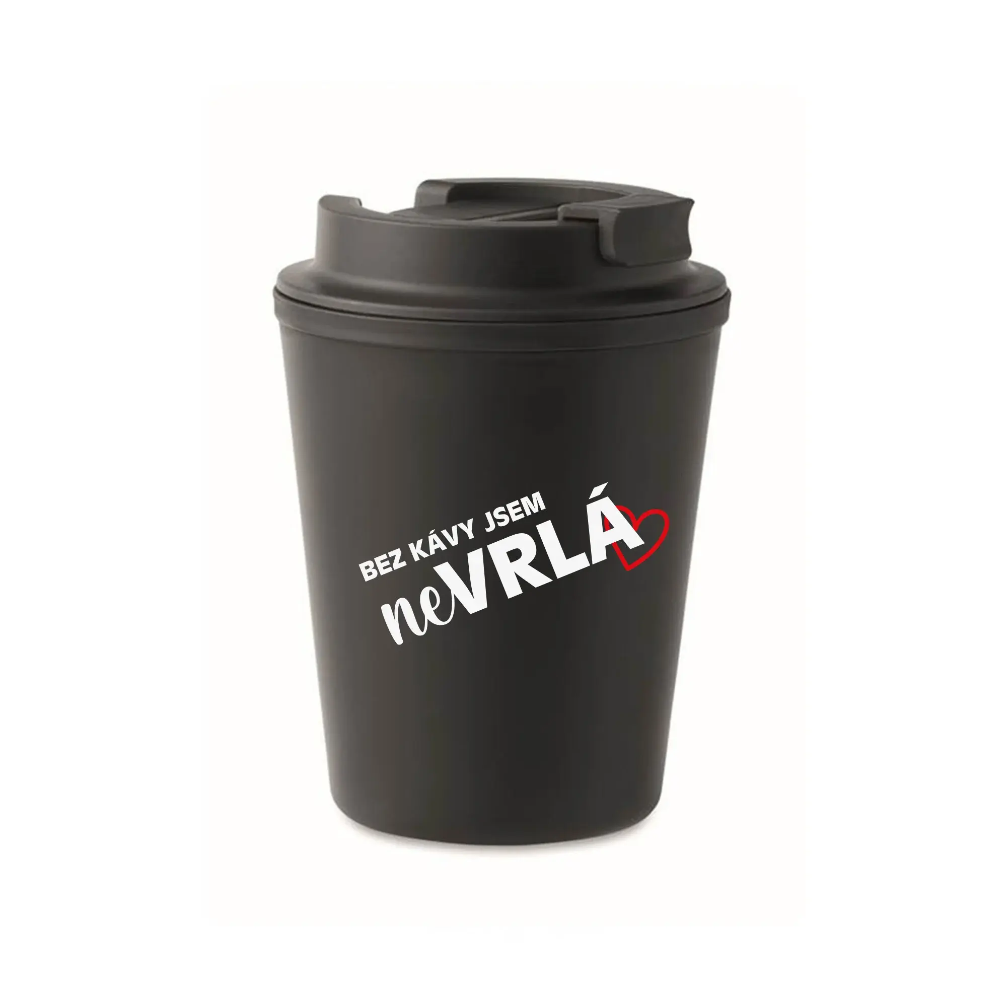 BEZ KÁVY JSEM NEVRLÁ - černý termohrnek 300 ml