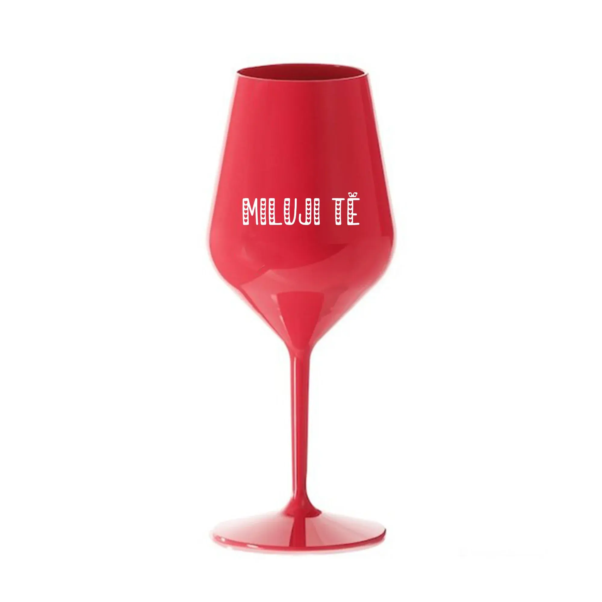 MILUJI TĚ - červená nerozbitná sklenice na víno 470 ml
