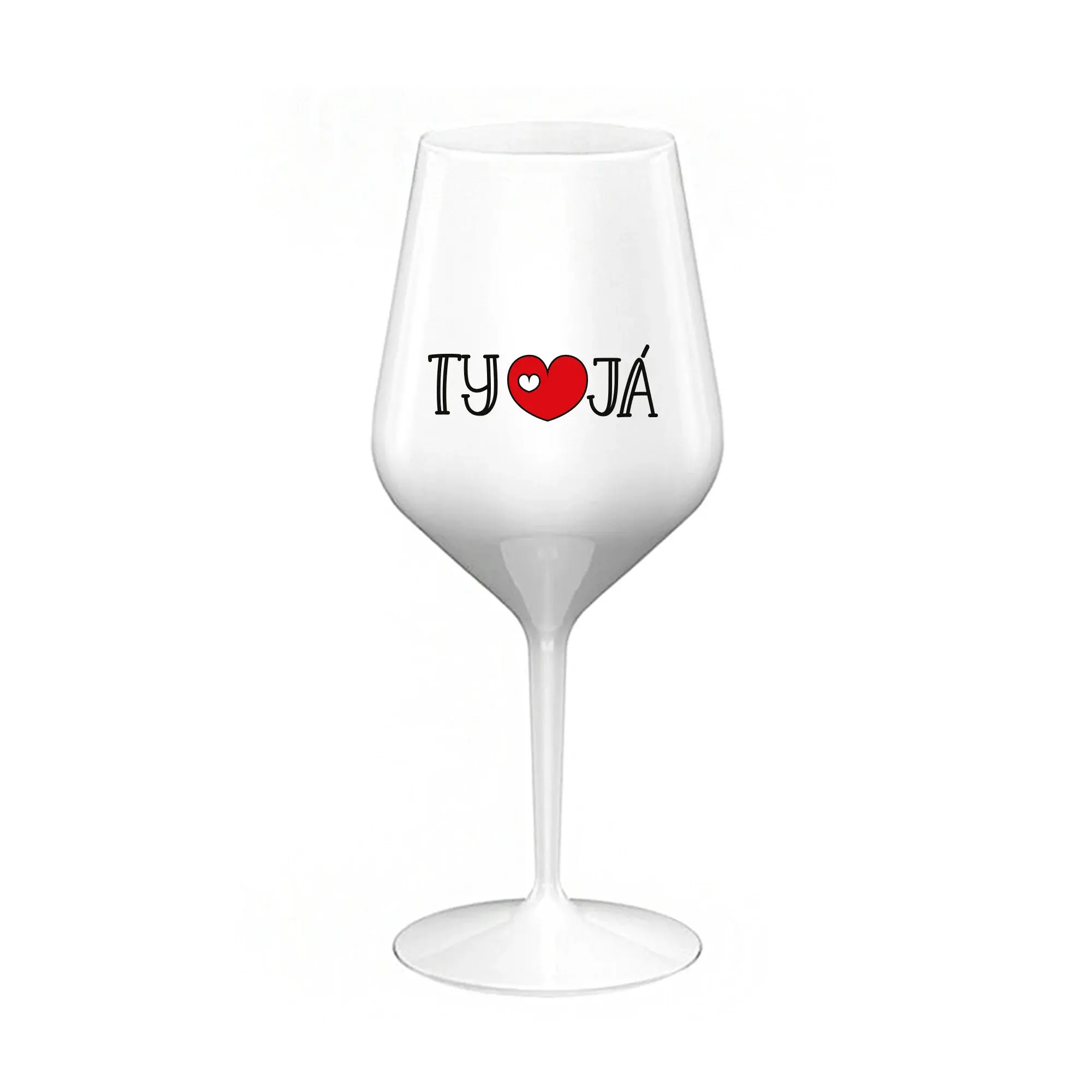 TY A JÁ - bílá nerozbitná sklenice na víno 470 ml