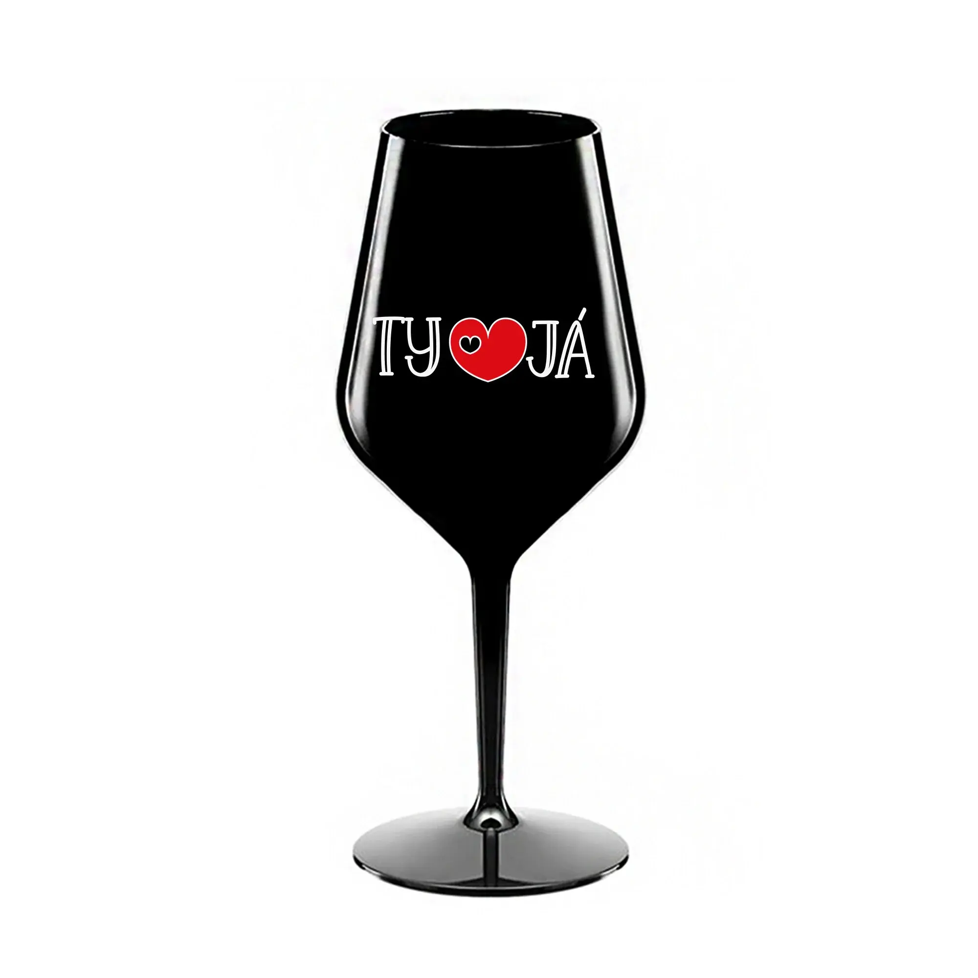 TY A JÁ - černá nerozbitná sklenice na víno 470 ml