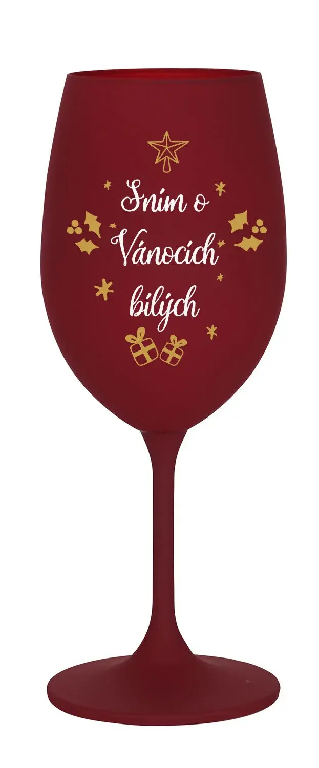 SNÍM O VÁNOCÍCH BÍLÝCH - bordó sklenice na víno 350 ml