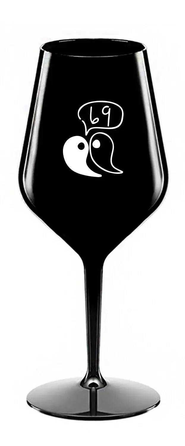 69 - černá nerozbitná sklenice na víno 470 ml