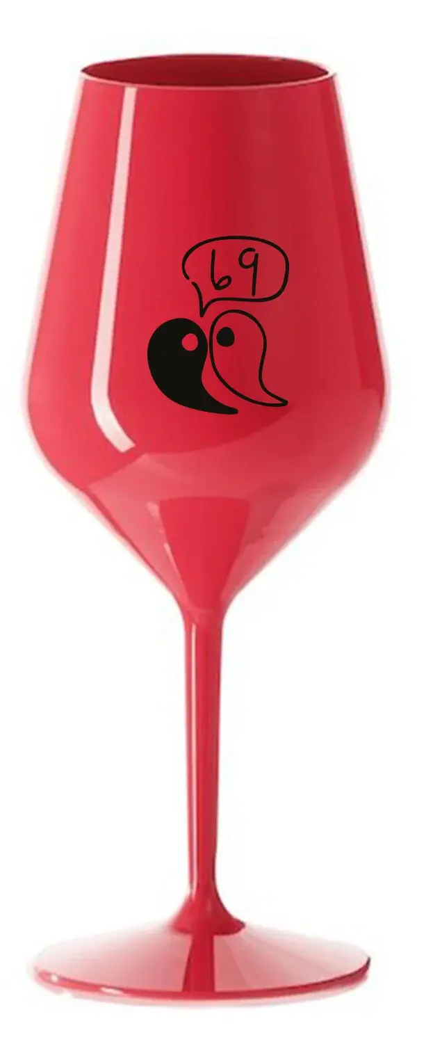 69 - červená nerozbitná sklenice na víno 470 ml
