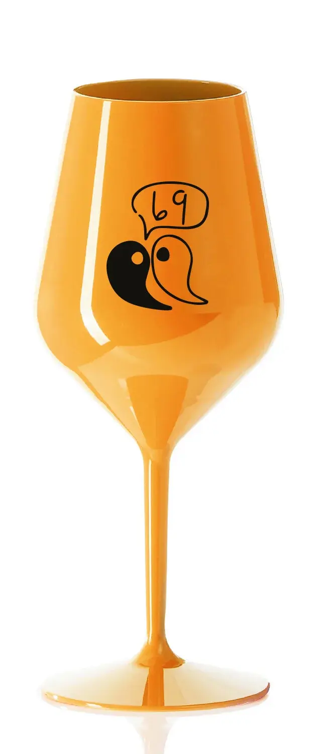 69 - oranžová nerozbitná sklenice na víno 470 ml