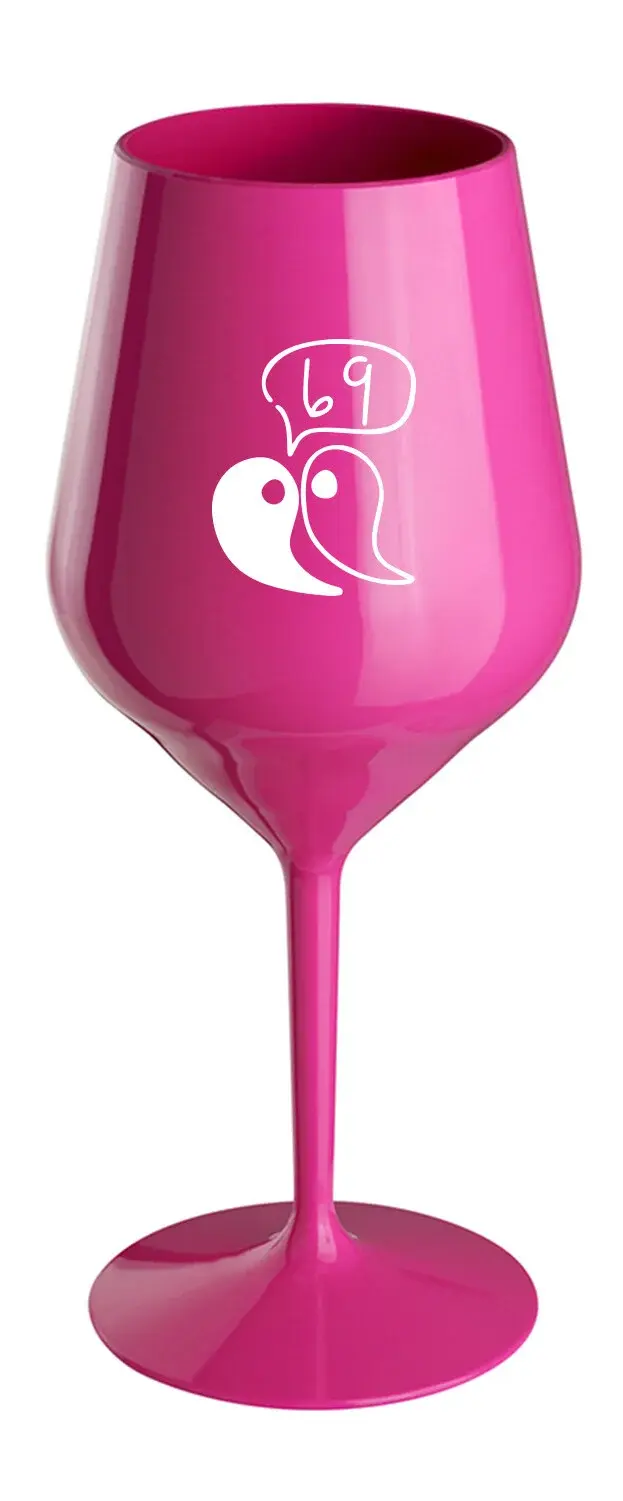 69 - růžová nerozbitná sklenice na víno 470 ml