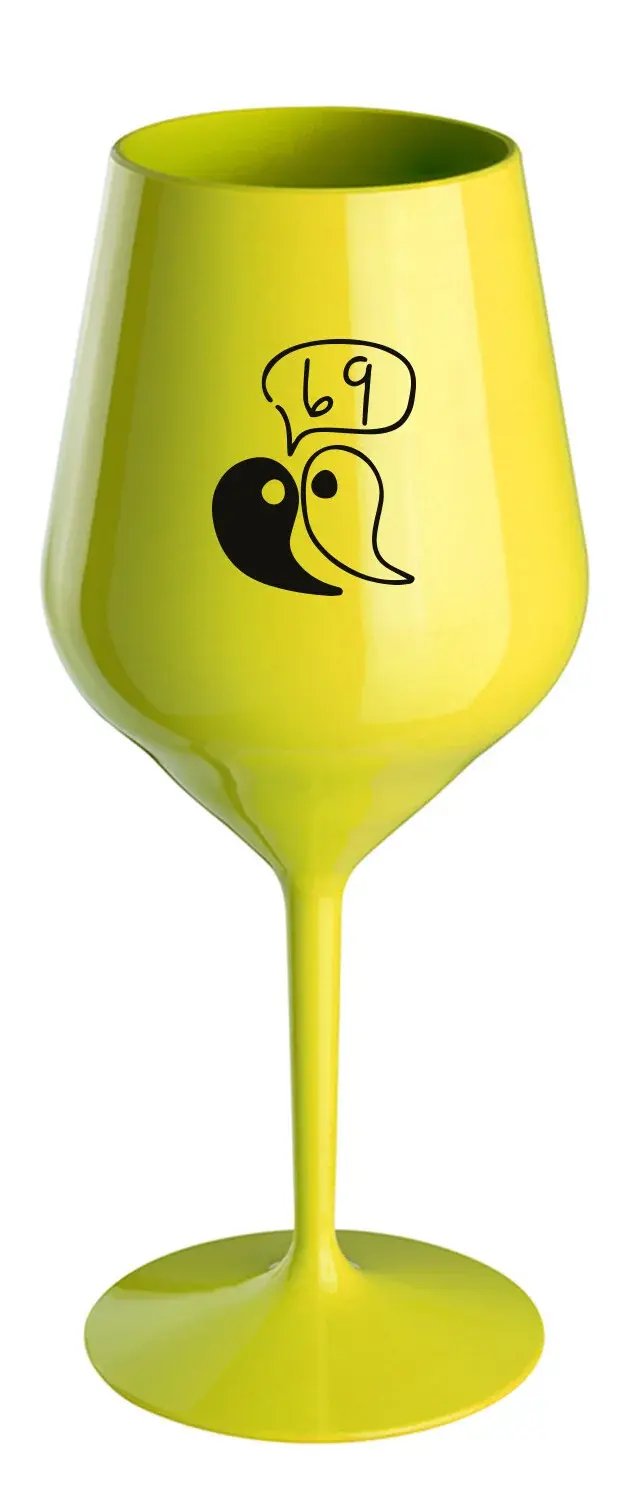69 - žlutá nerozbitná sklenice na víno 470 ml