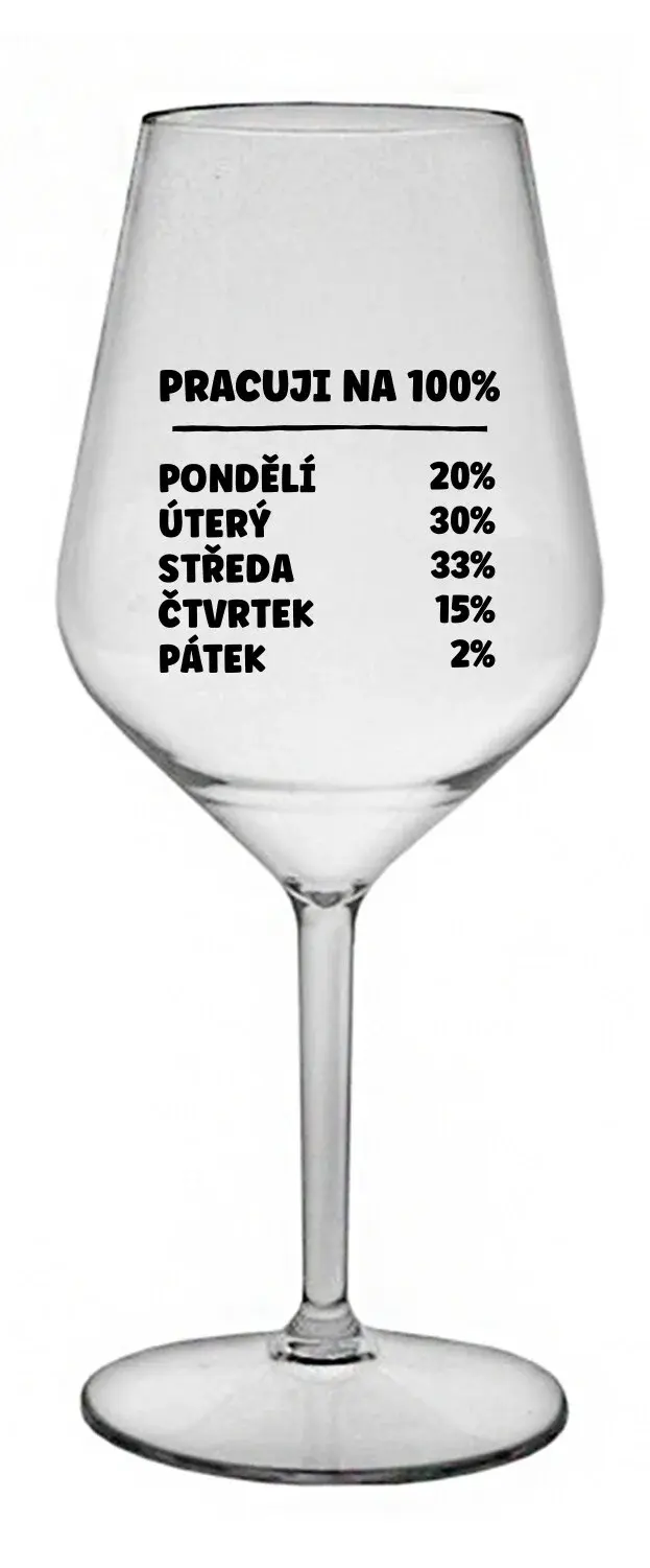 PRACUJI NA 100% - čirá nerozbitná sklenice na víno 470 ml