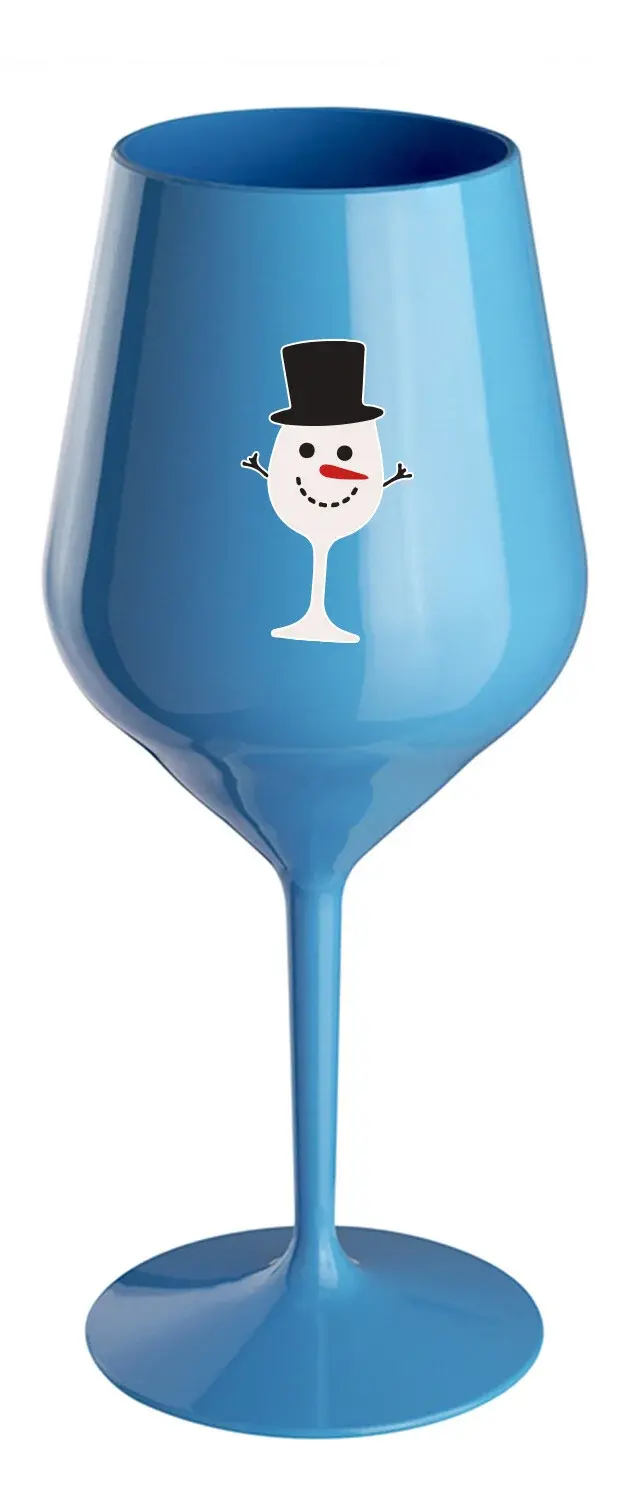 SNĚHULÁČEK - modrá nerozbitná sklenice na víno 470 ml