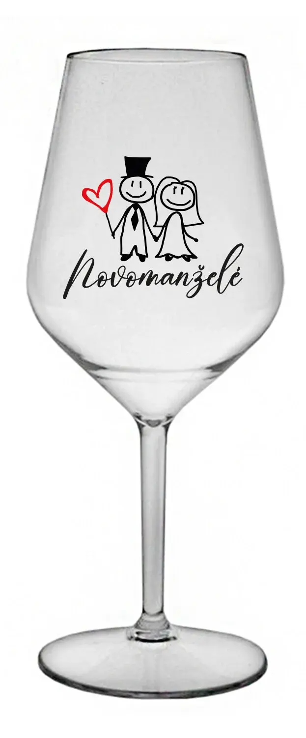 NOVOMANŽELÉ - čirá nerozbitná sklenice na víno 470 ml