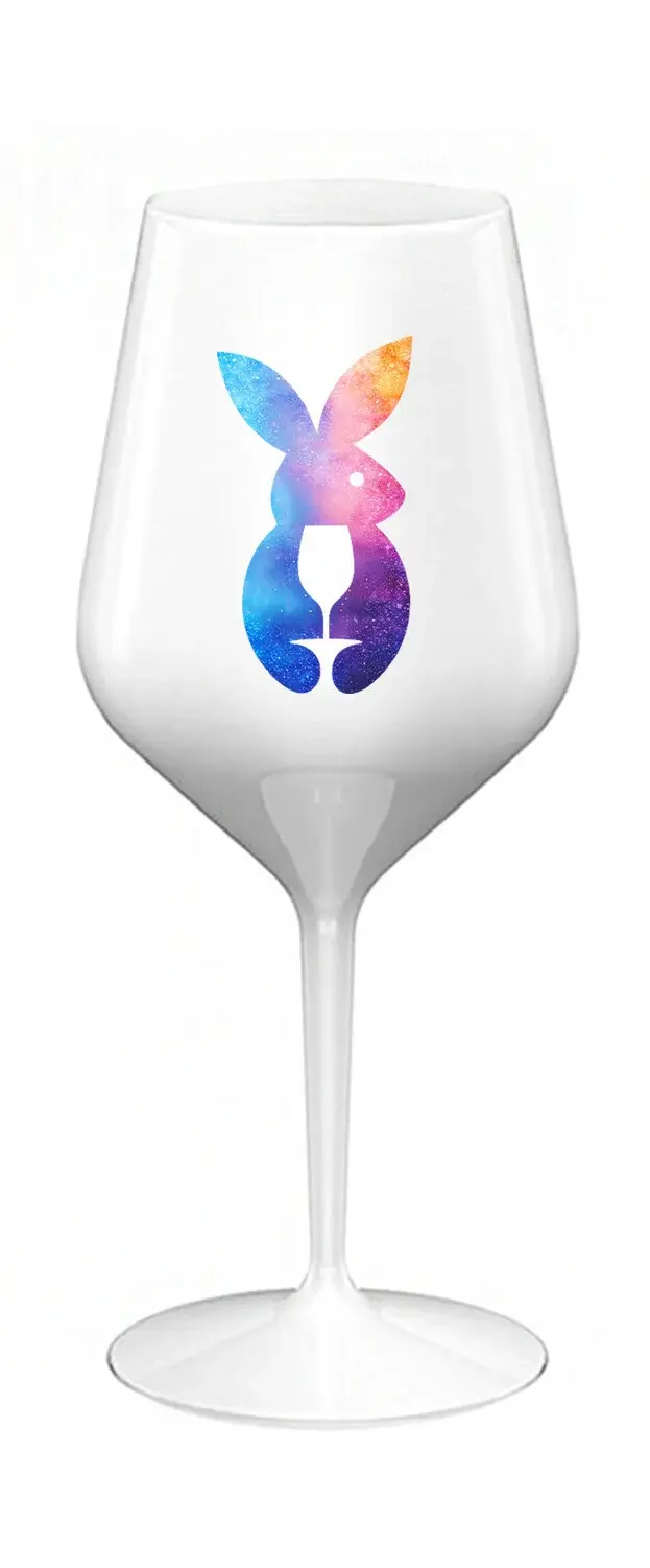 ZAJÍČEK - bílá nerozbitná sklenice na víno 470 ml