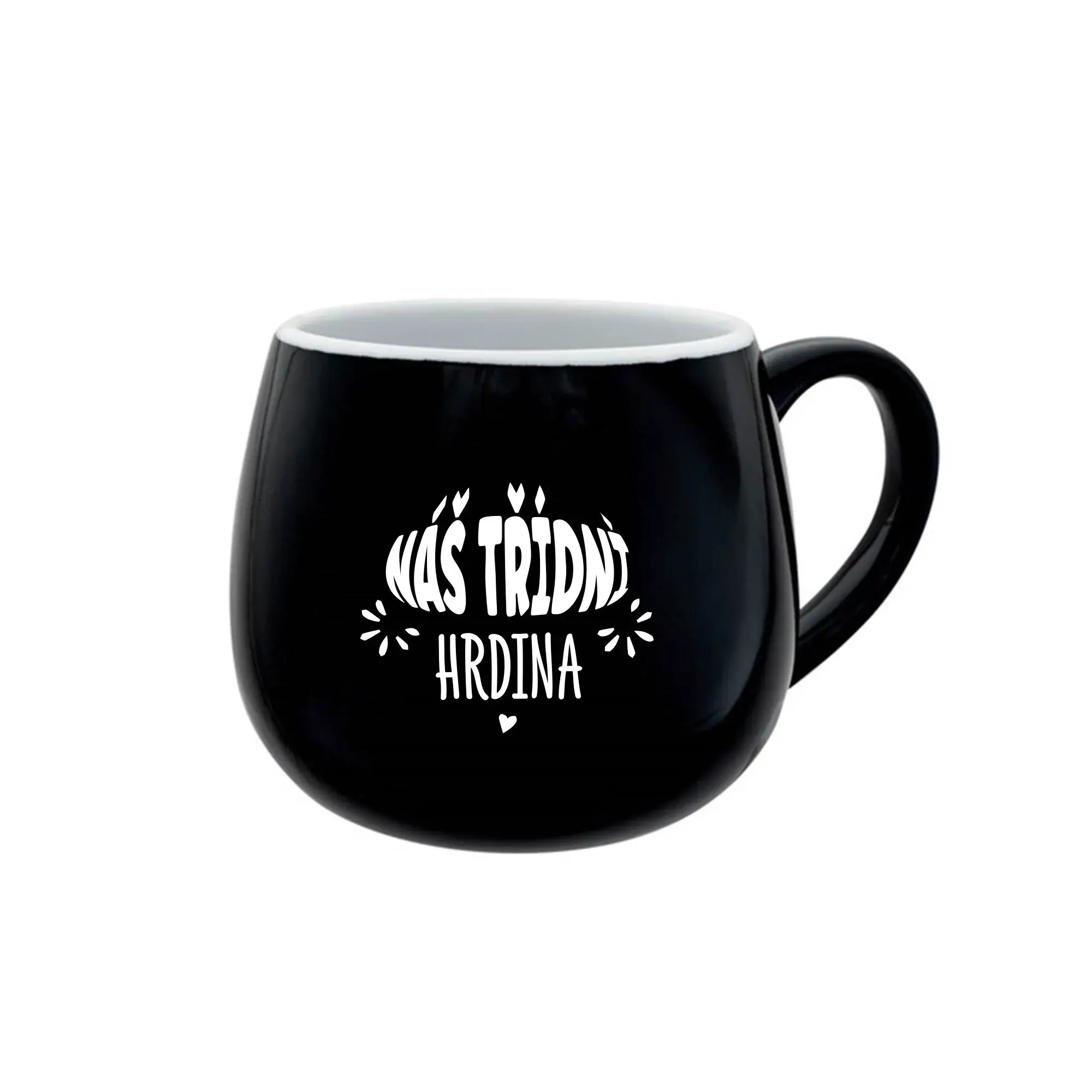 NÁŠ TŘÍDNÍ HRDINA - černý keramický hrníček 300 ml