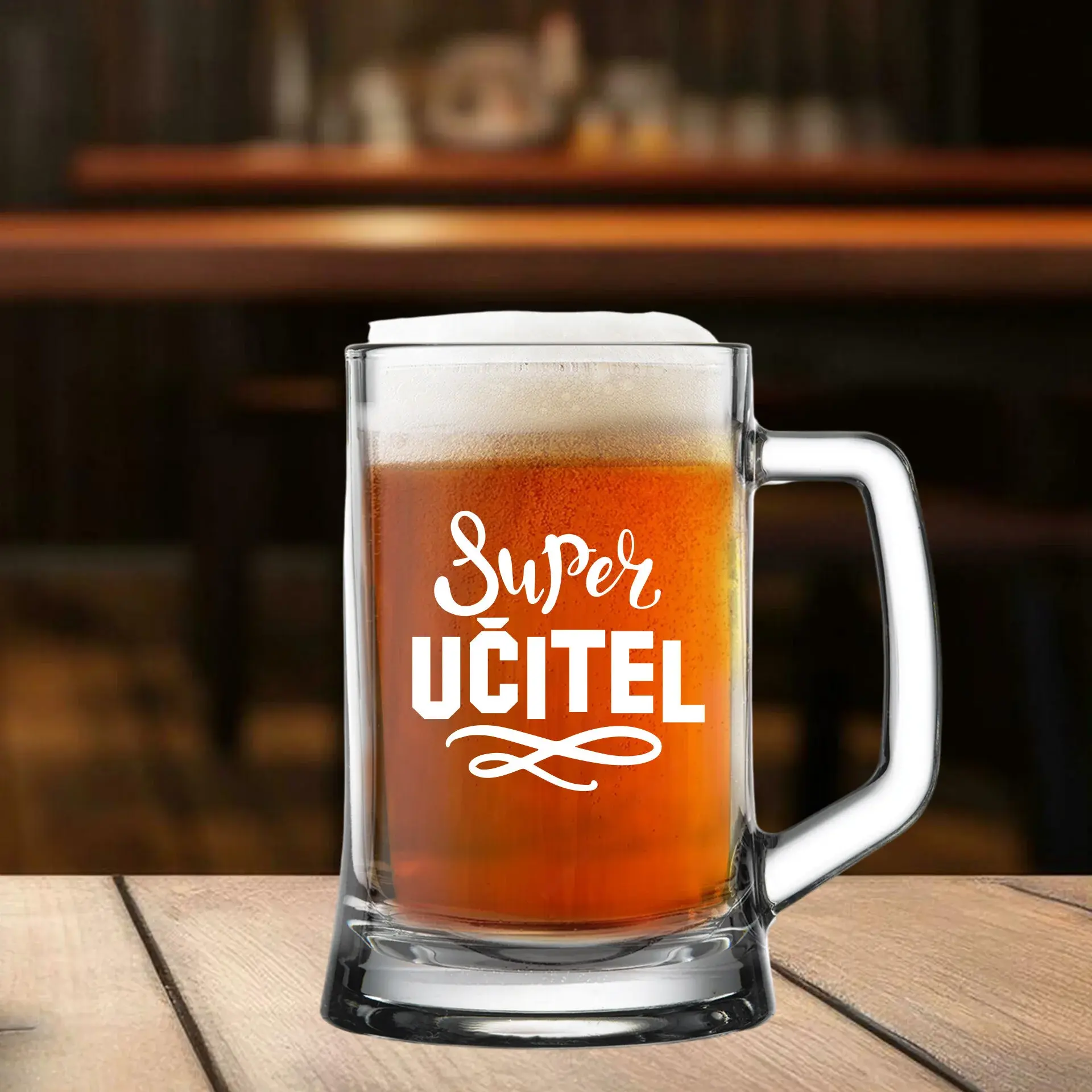 SUPER UČITEL - pivní sklenice 0,5l