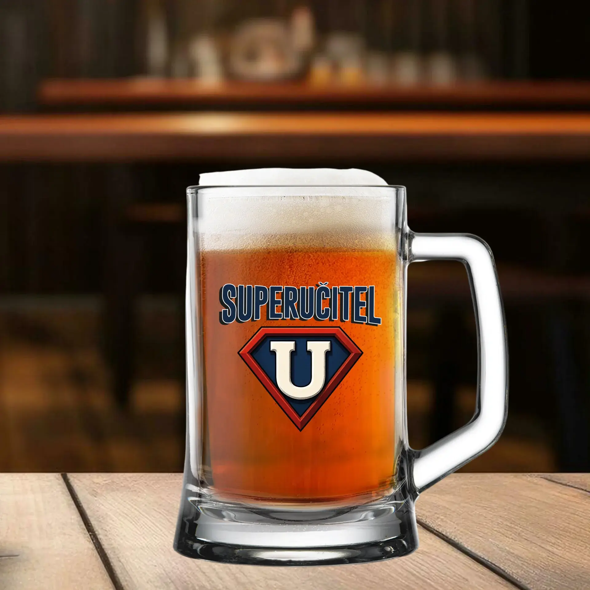 SUPERUČITEL (ZNAK) - pivní sklenice 0,5 l