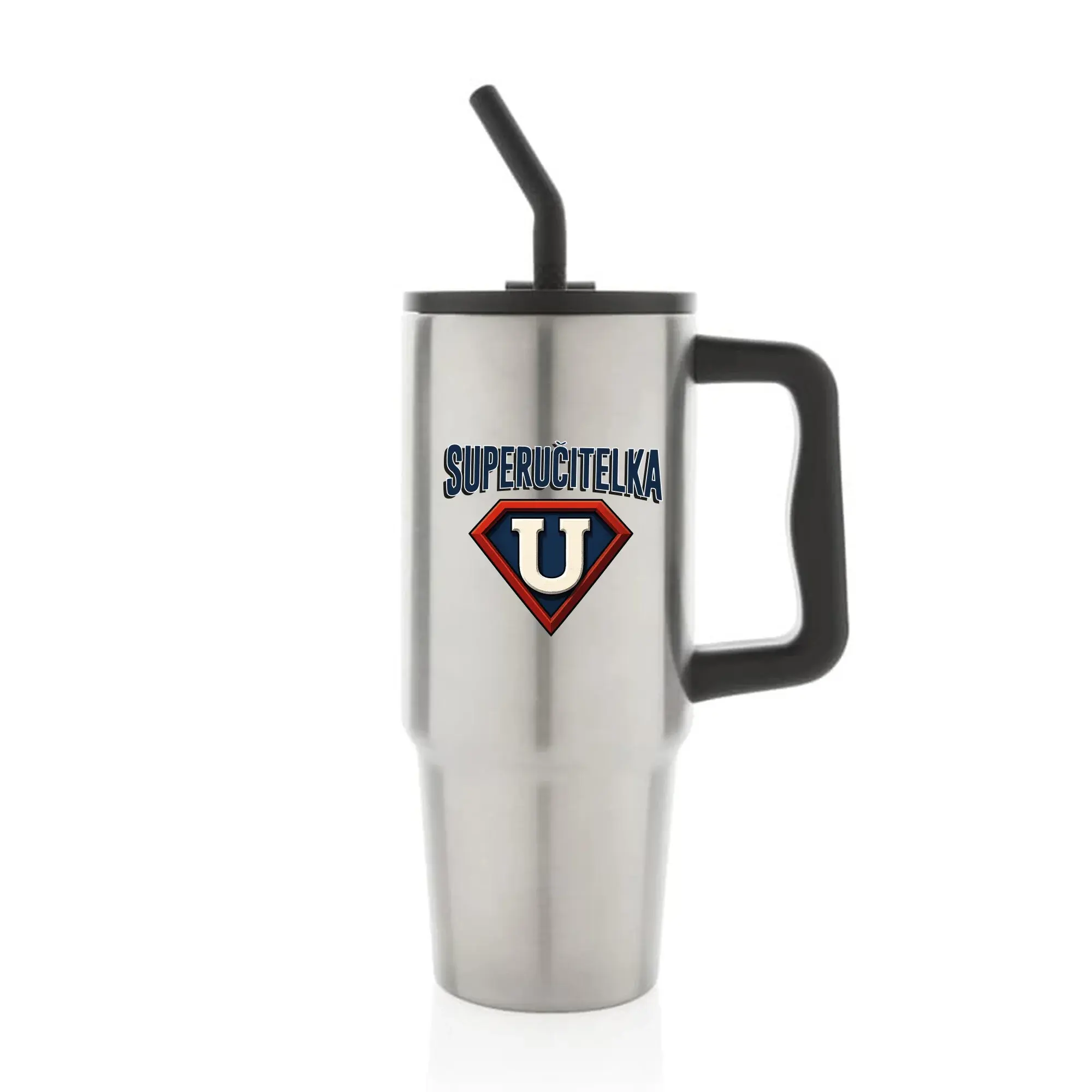 SUPERUČITELKA (ZNAK) - stříbrný cestovní termohrnek 900 ml