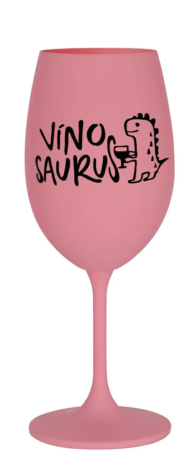 VÍNOSAURUS - růžová sklenice na víno 350 ml