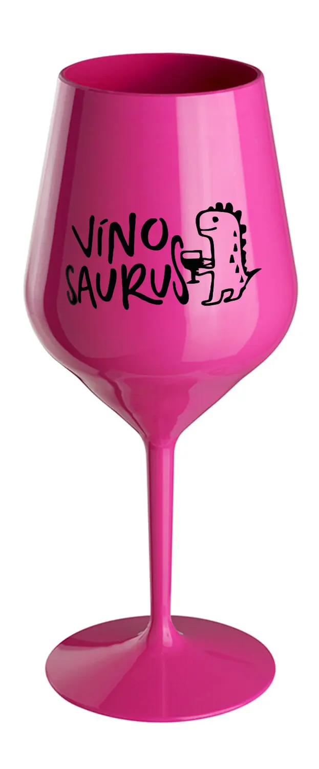 VÍNOSAURUS - růžová nerozbitná sklenice na víno 470 ml