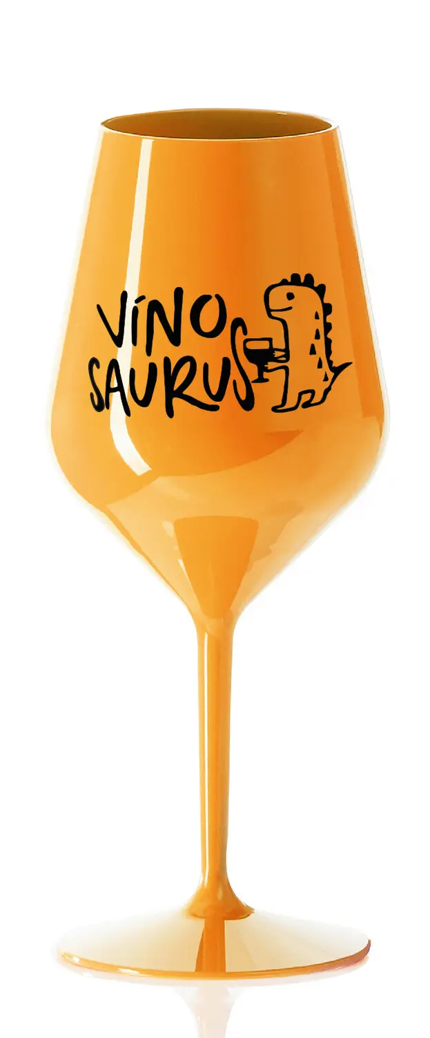 VÍNOSAURUS - oranžová nerozbitná sklenice na víno 470 ml