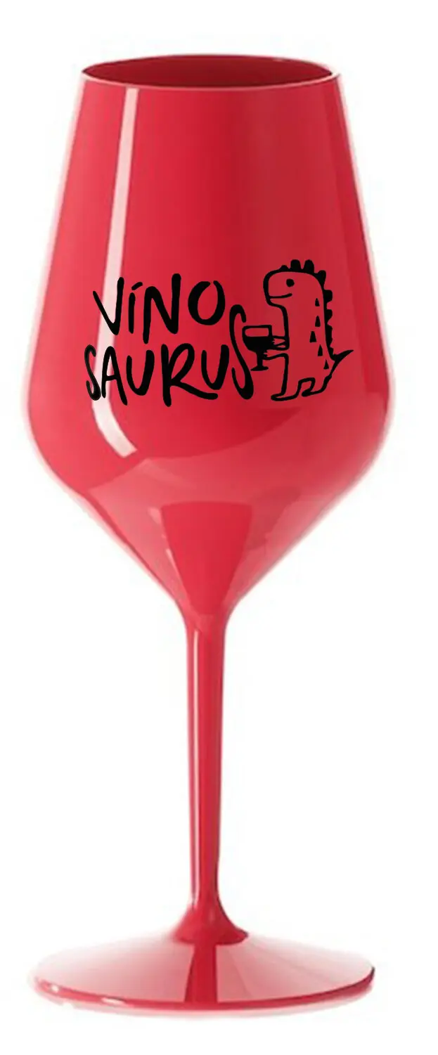 VÍNOSAURUS - červená nerozbitná sklenice na víno 470 ml