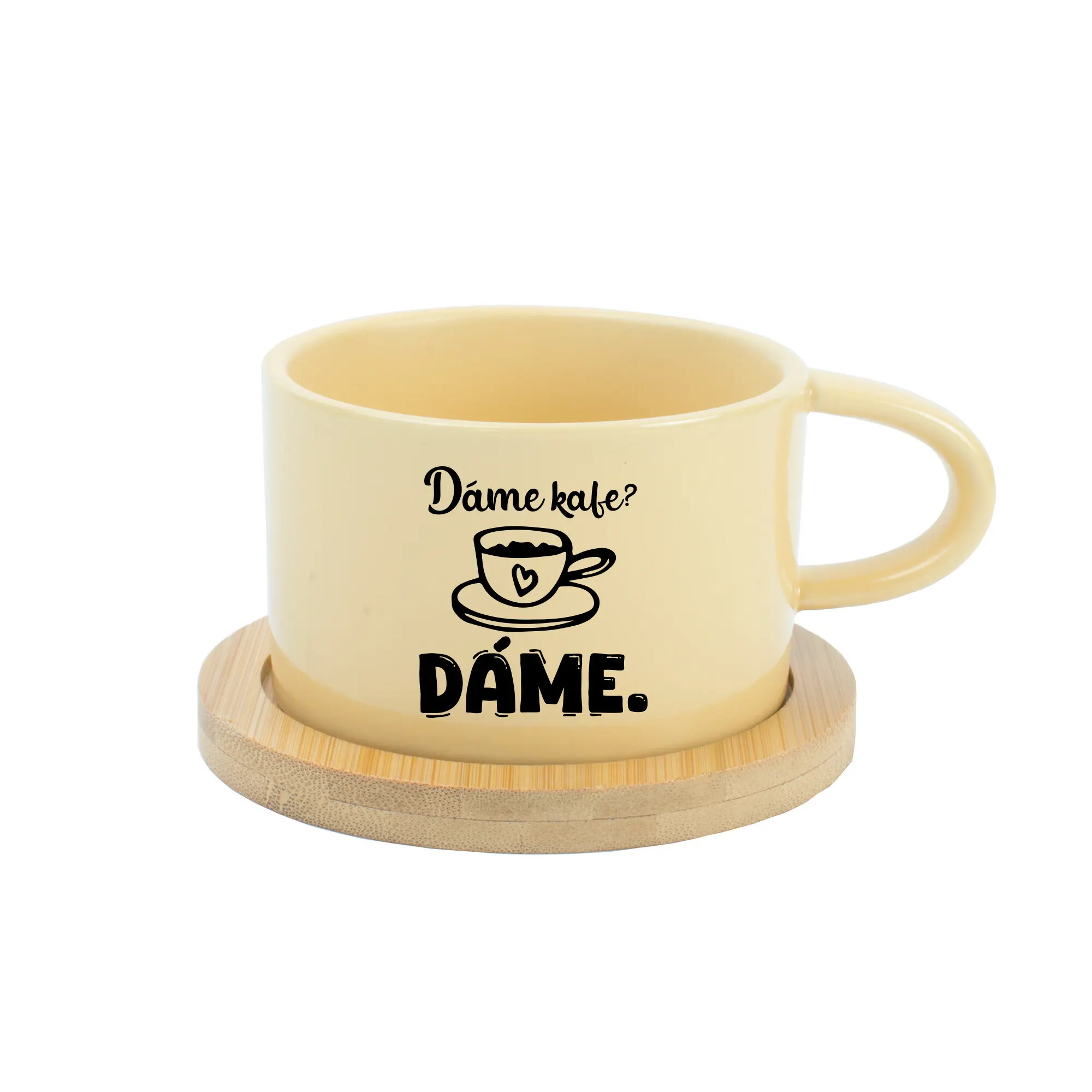 DÁME KAFE? DÁME. - žlutý hrníček makronka 200 ml