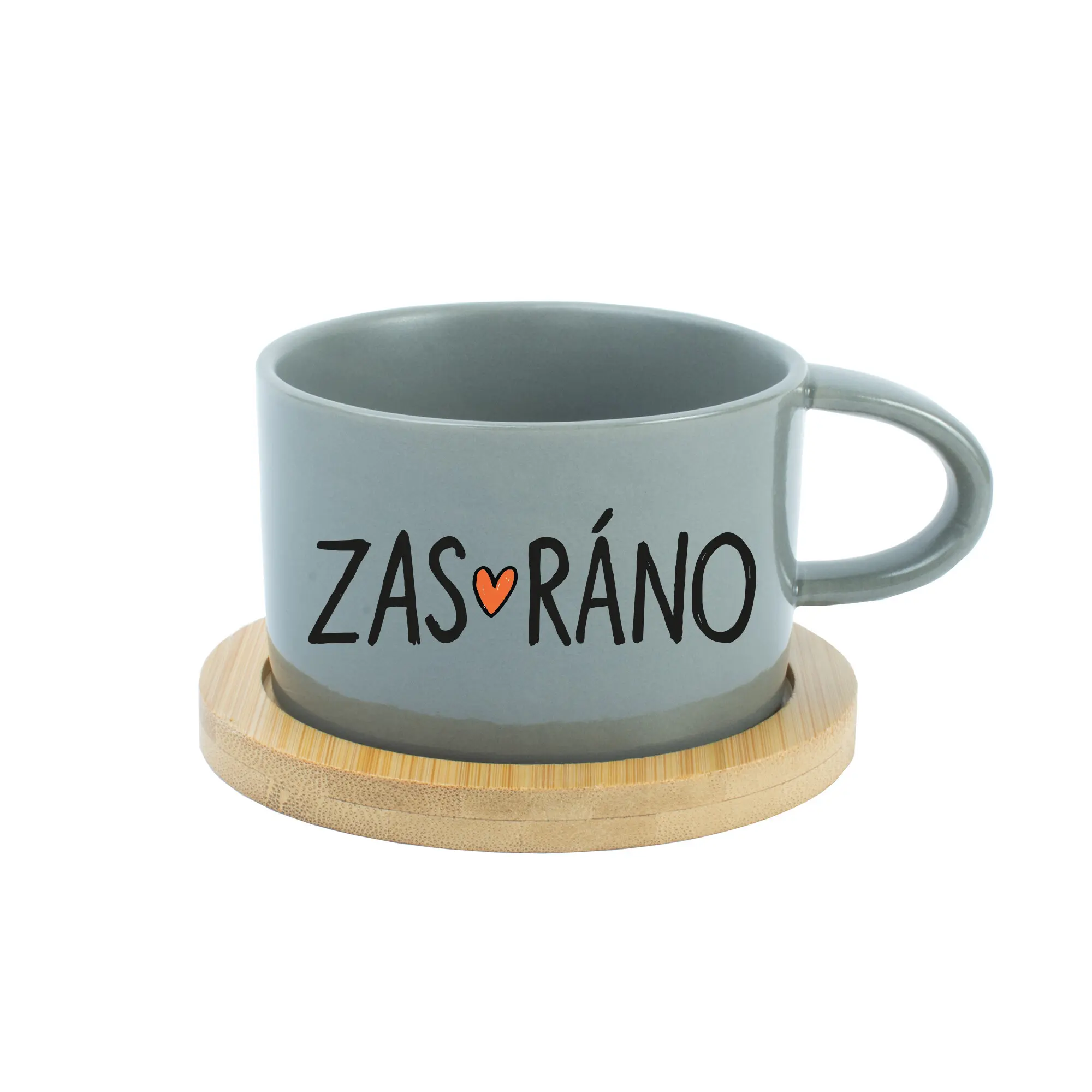 ZAS_RÁNO - šedý hrníček makronka 200 ml