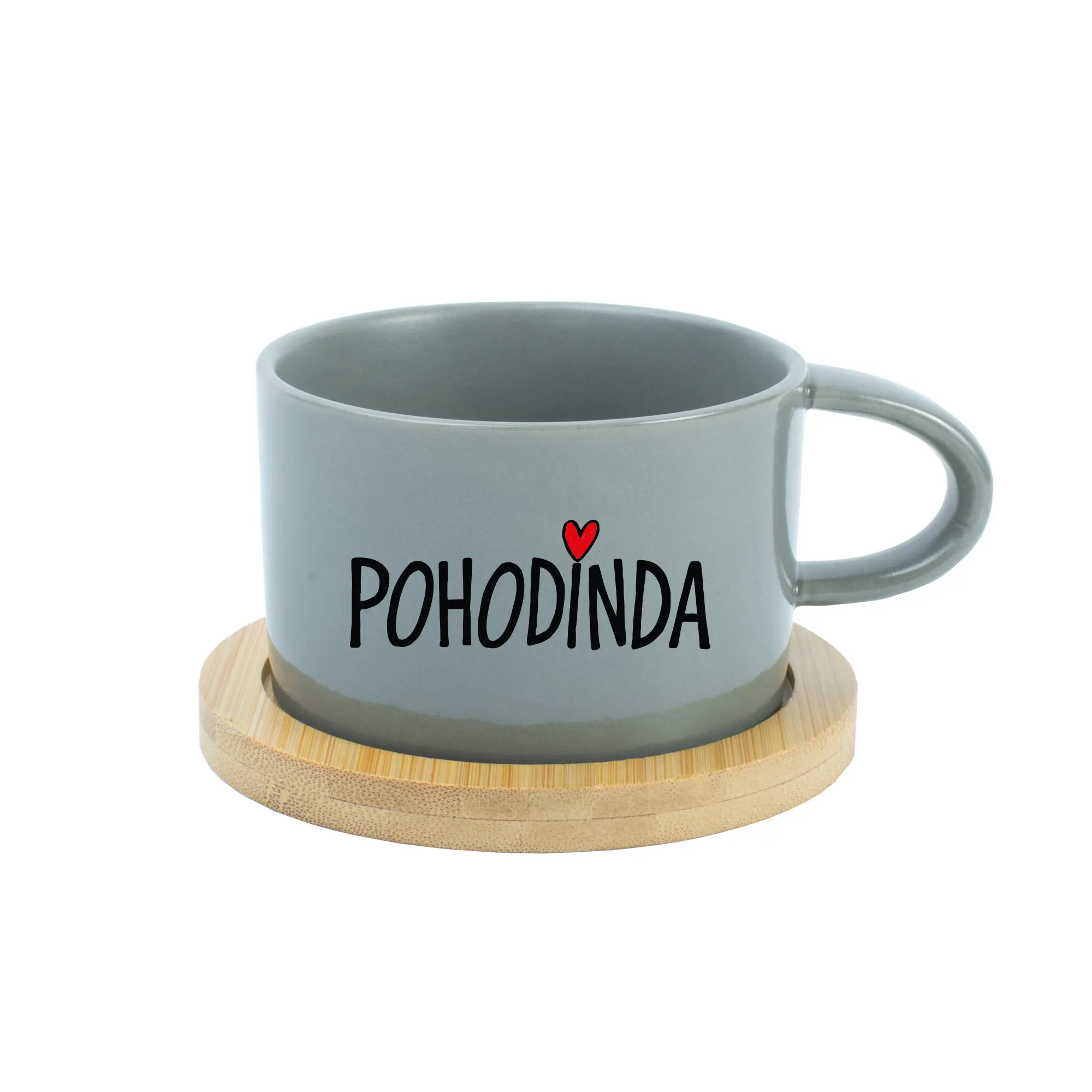 POHODINDA - šedý hrníček makronka 200 ml