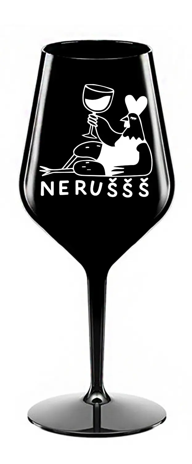 NERUŠŠŠ - černá nerozbitná sklenice na víno 470 ml