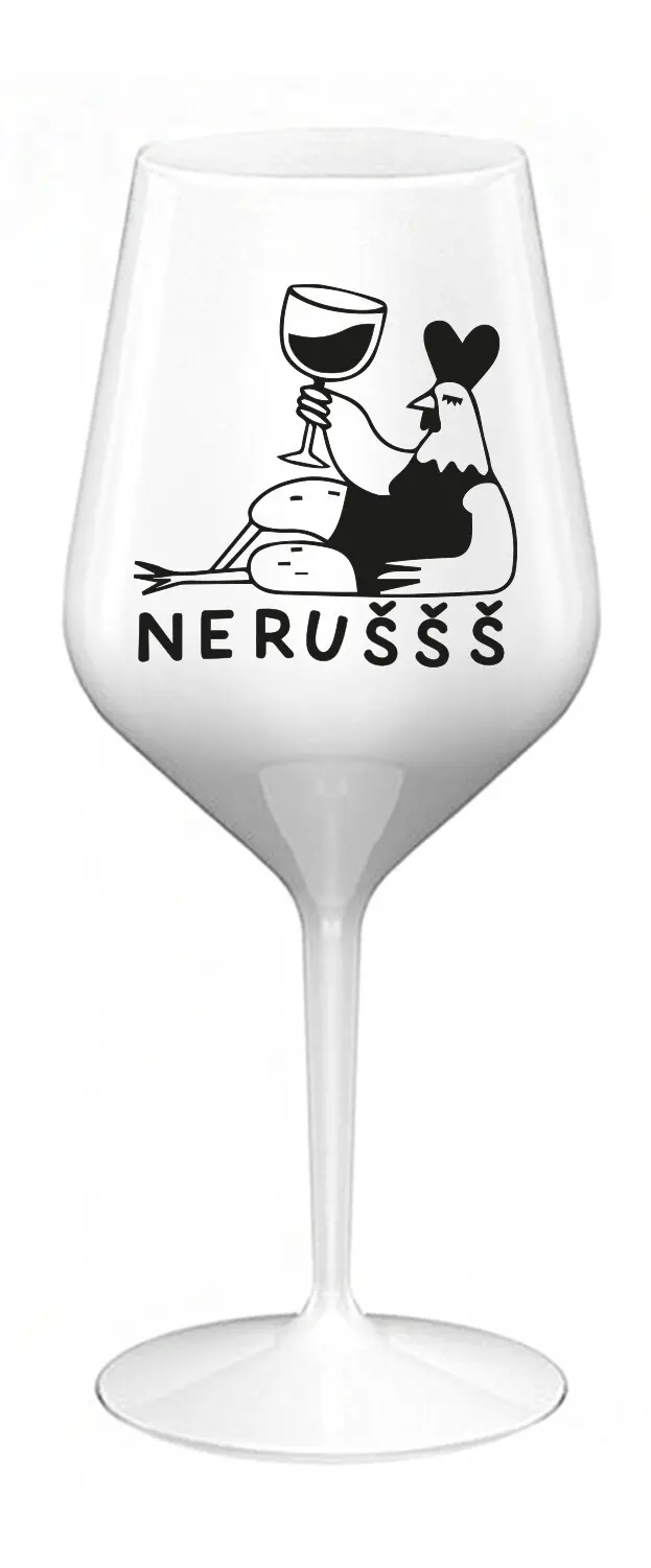 NERUŠŠŠ - bílá nerozbitná sklenice na víno 470 ml
