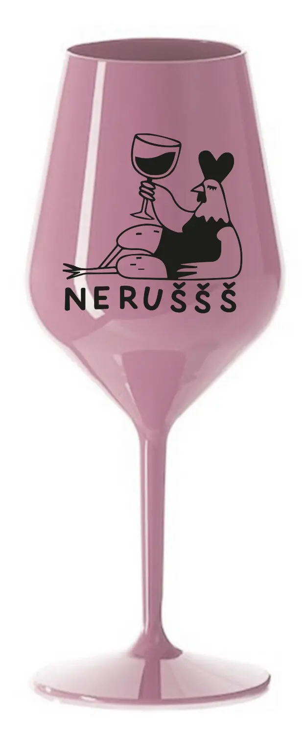 NERUŠŠŠ - světle růžová nerozbitná sklenice na víno 470 ml