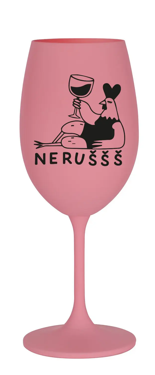 NERUŠŠŠ - růžová sklenice na víno 350 ml
