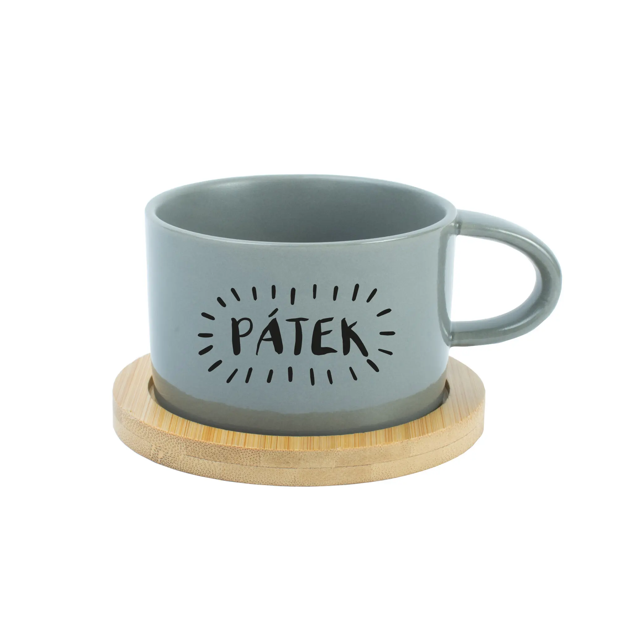 PÁTEK - šedý hrníček makronka 200 ml