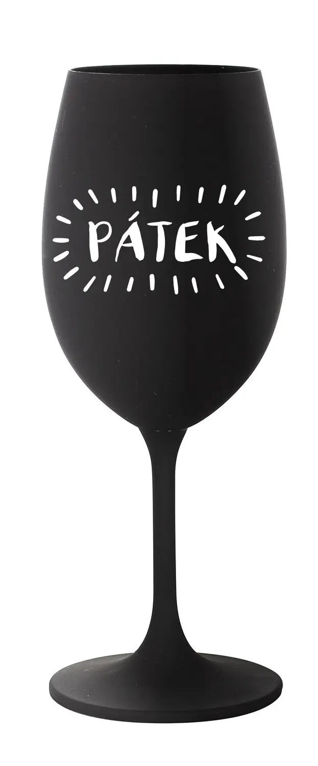 PÁTEK - černá sklenice na víno 350 ml