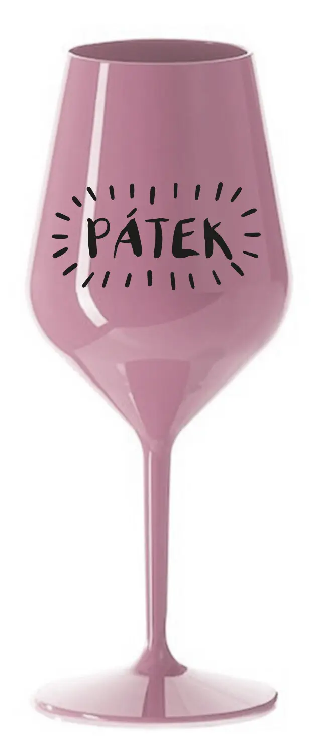 PÁTEK - světle růžová nerozbitná sklenice na víno 470 ml