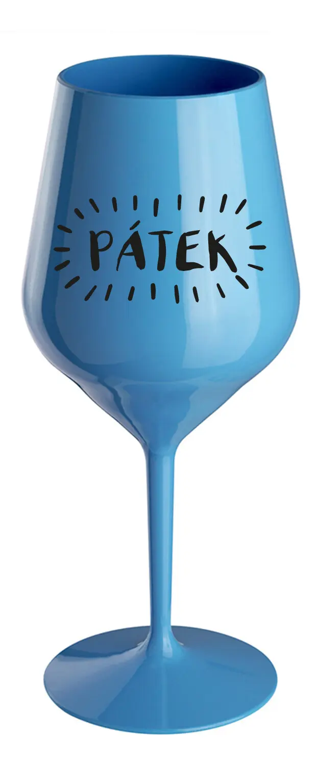 PÁTEK - modrá nerozbitná sklenice na víno 470 ml