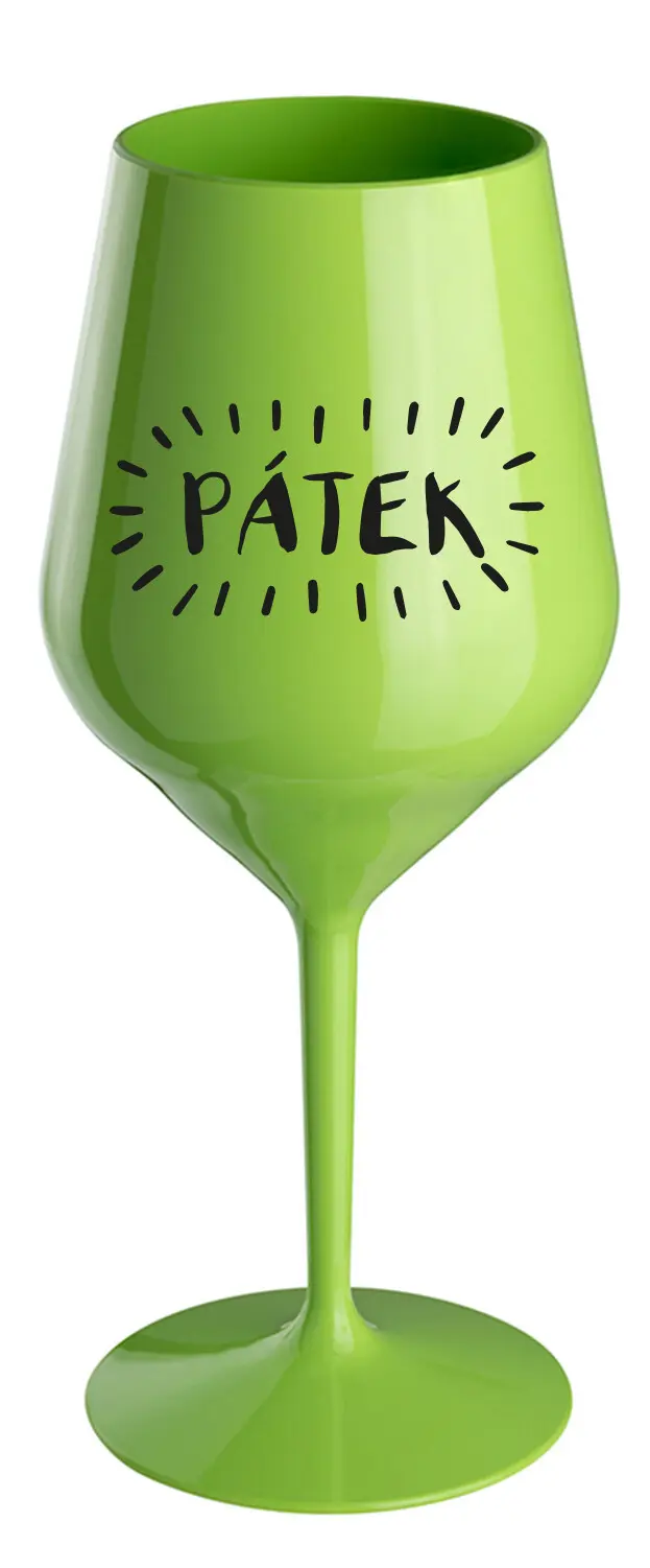 PÁTEK - zelená nerozbitná sklenice na víno 470 ml