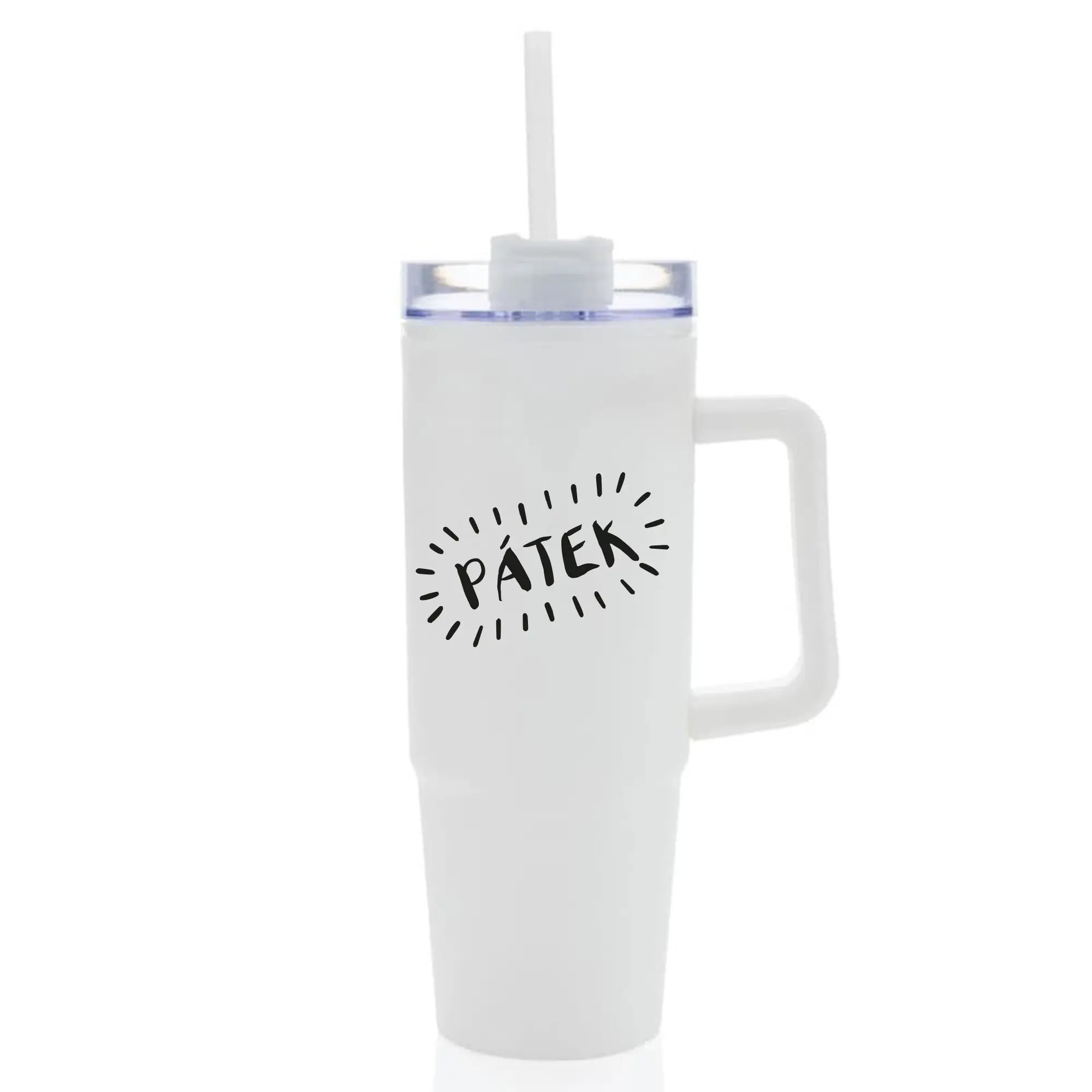 PÁTEK - bílý cestovní hrnek s průhledným víčkem 900 ml