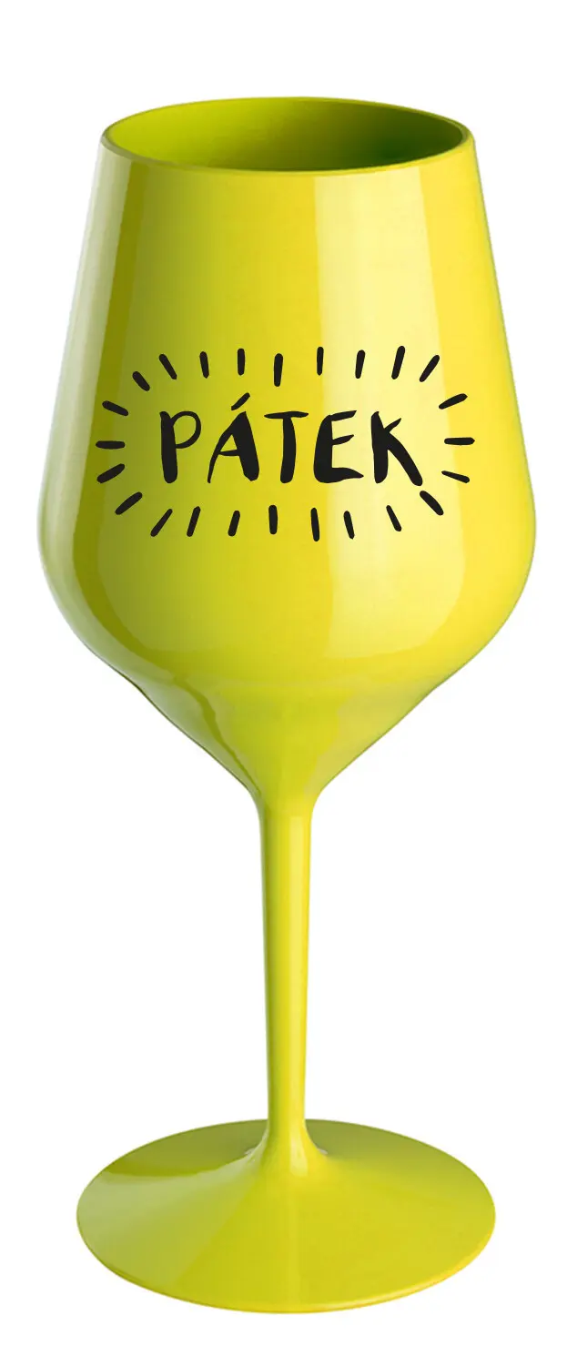 PÁTEK - žlutá nerozbitná sklenice na víno 470 ml