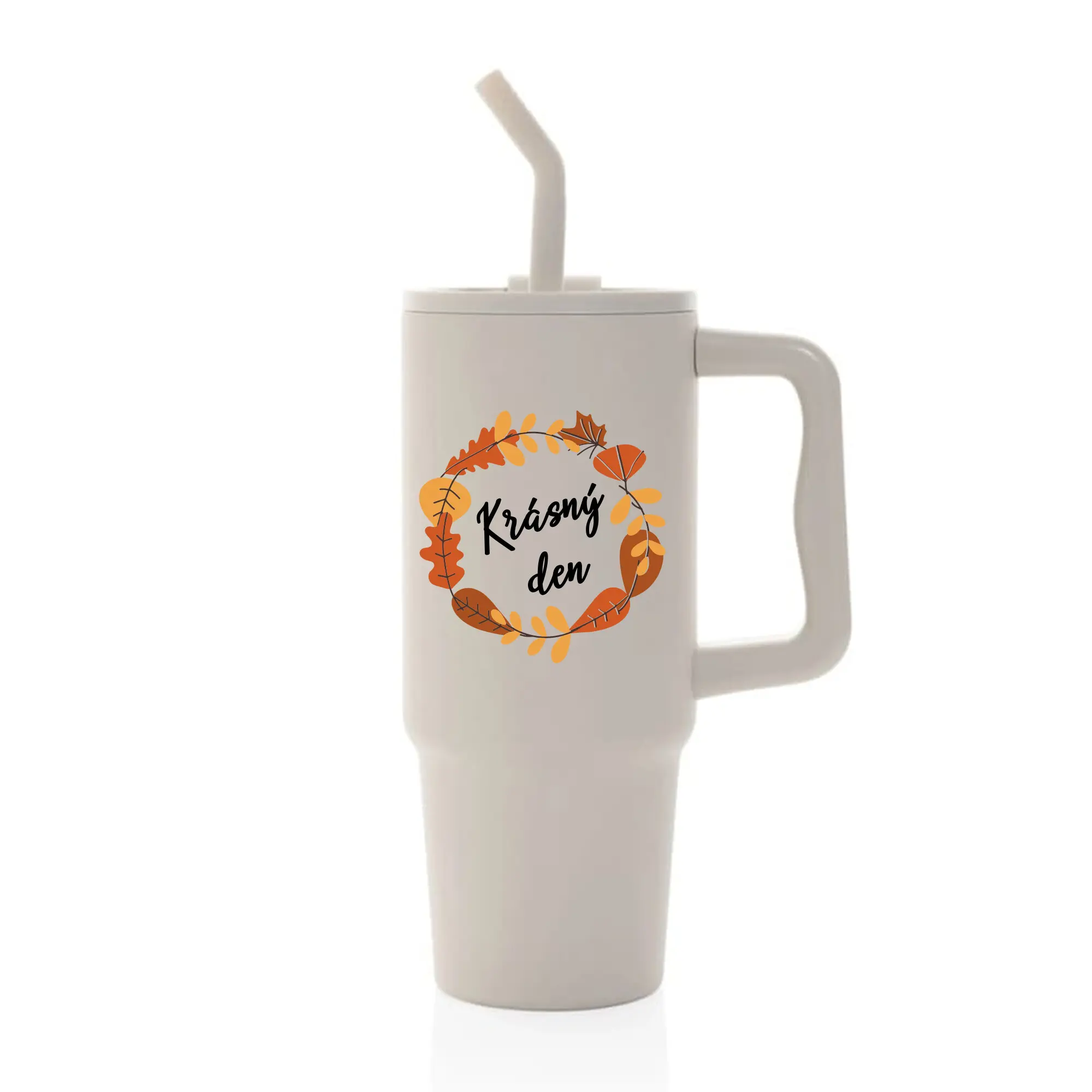 KRÁSNÝ DEN (PODZIM) - béžový cestovní termohrnek 900 ml